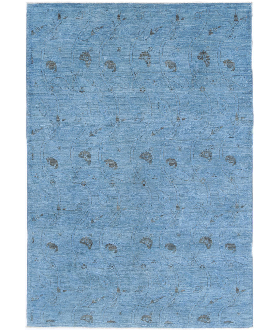 Hand Knotted Overdye Wool Rug - 5'0'' x 7'3'' 5'0'' x 7'3'' (150 X 218) / Blue / Blue