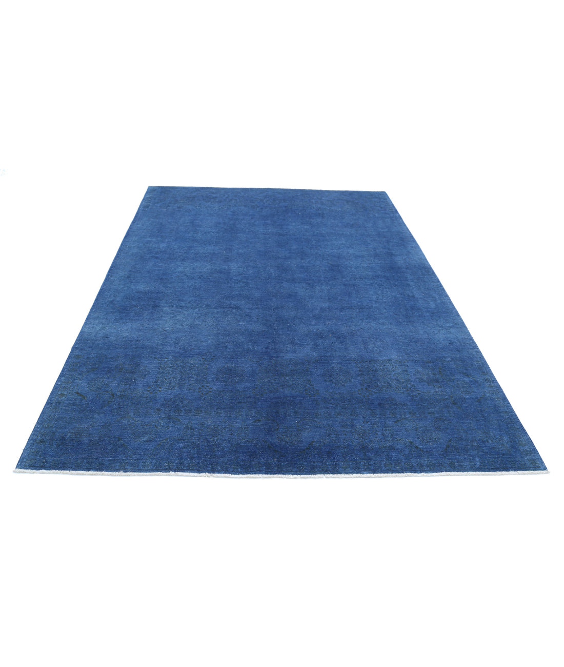 Hand Knotted Overdye Wool Rug - 6'3'' x 8'8'' 6'3'' x 8'8'' (188 X 260) / Blue / Blue