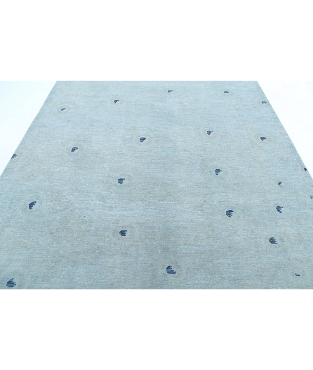 Hand Knotted Overdye Wool Rug - 7'10'' x 9'10'' 7'10'' x 9'10'' (235 X 295) / Green / Blue