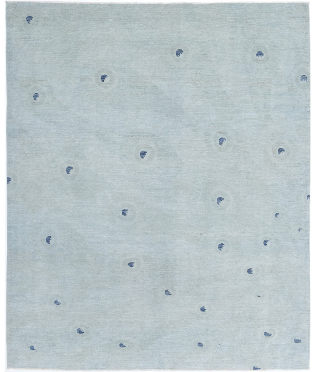 Hand Knotted Overdye Wool Rug - 7'10'' x 9'10'' 7'10'' x 9'10'' (235 X 295) / Green / Blue