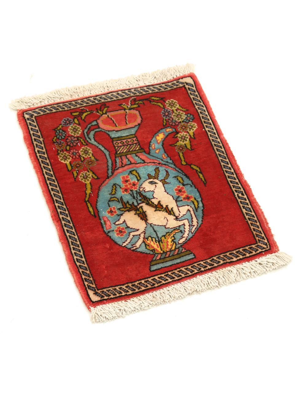 Hand Knotted Antique Masterpiece Persian Qum Wool Rug - 1'0'' x 1'2'' Arteverk Arteverk Rugs