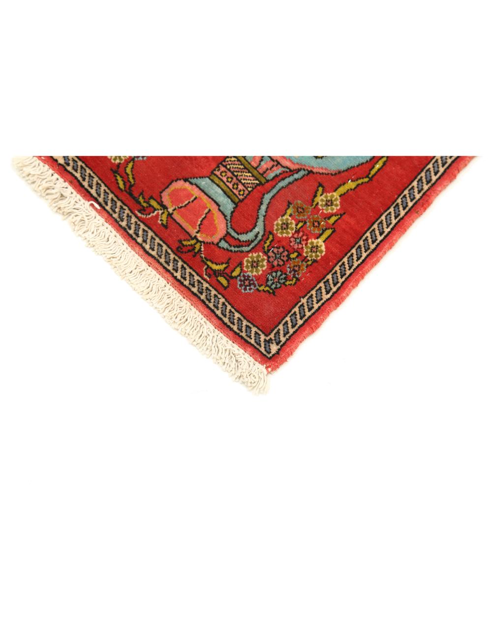 Hand Knotted Antique Masterpiece Oriental Qum Wool Rug - 1'0'' x 1'2''