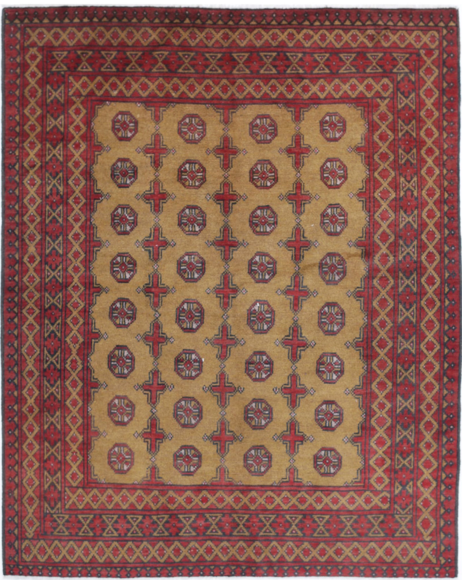 Hand Knotted Akcha Revival Wool Rug - 5'0'' x 6'3''