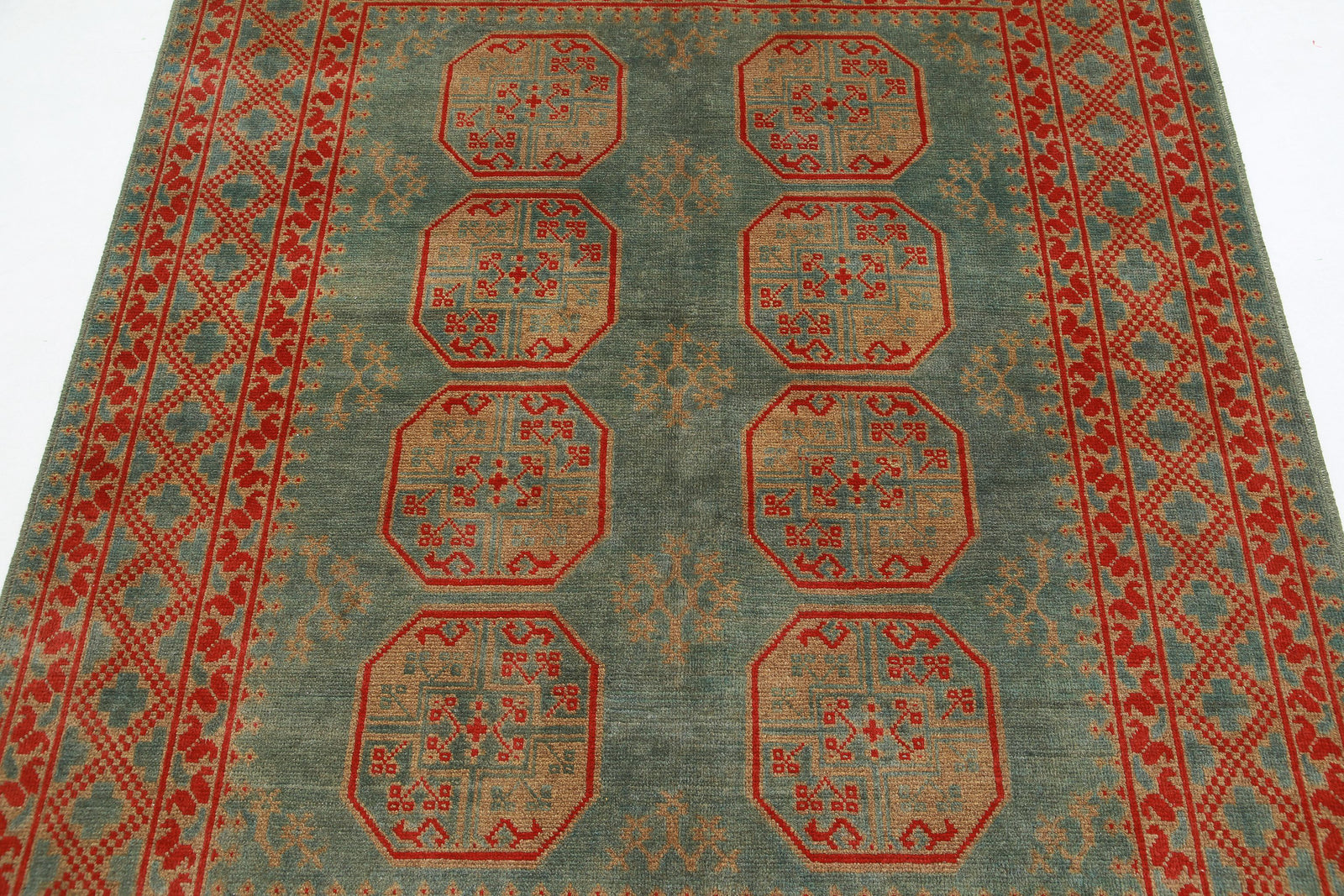 Hand Knotted Akcha Revival Wool Rug - 5'2'' x 6'4''