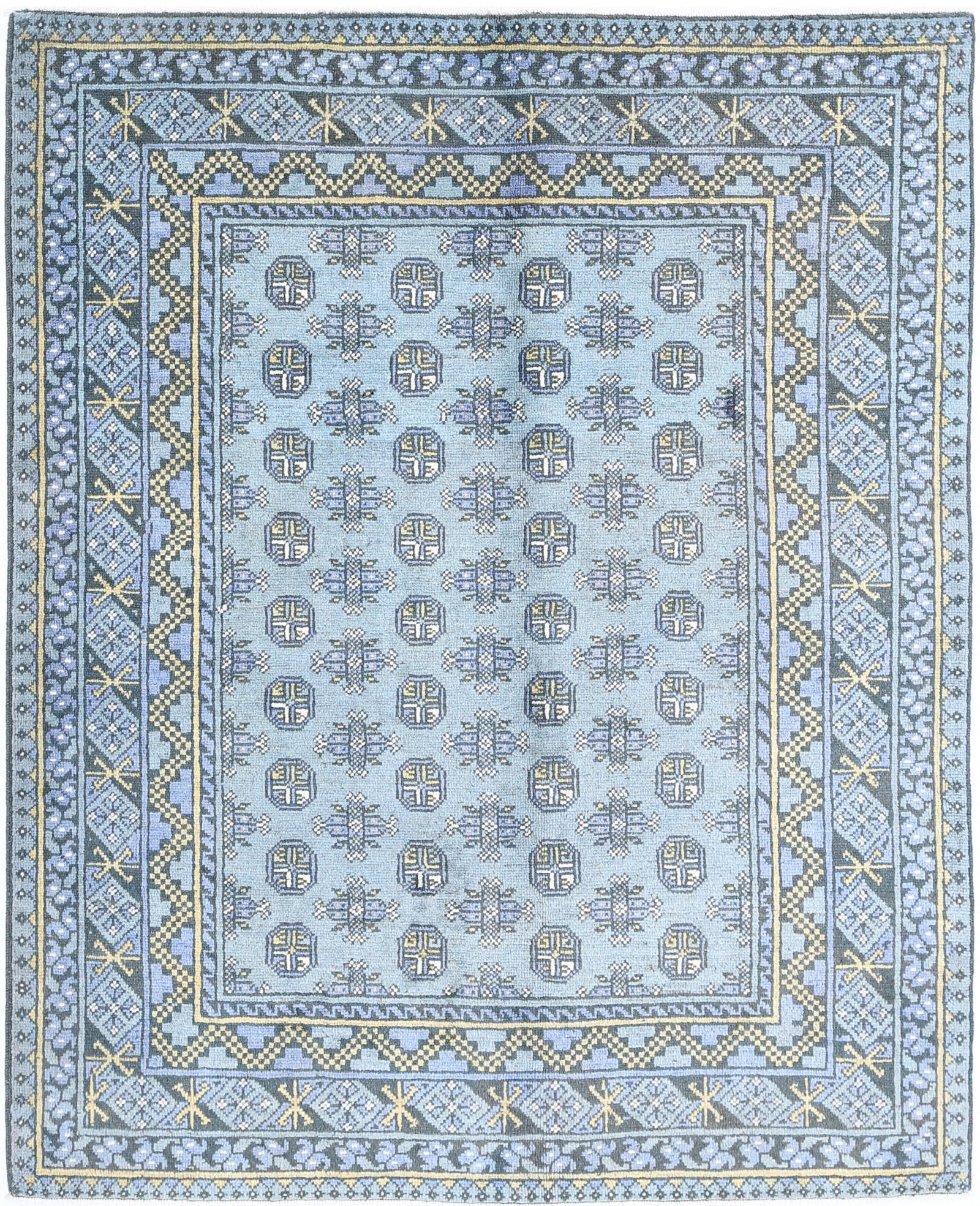 Hand Knotted Akcha Revival Wool Rug - 5'2'' x 6'2''