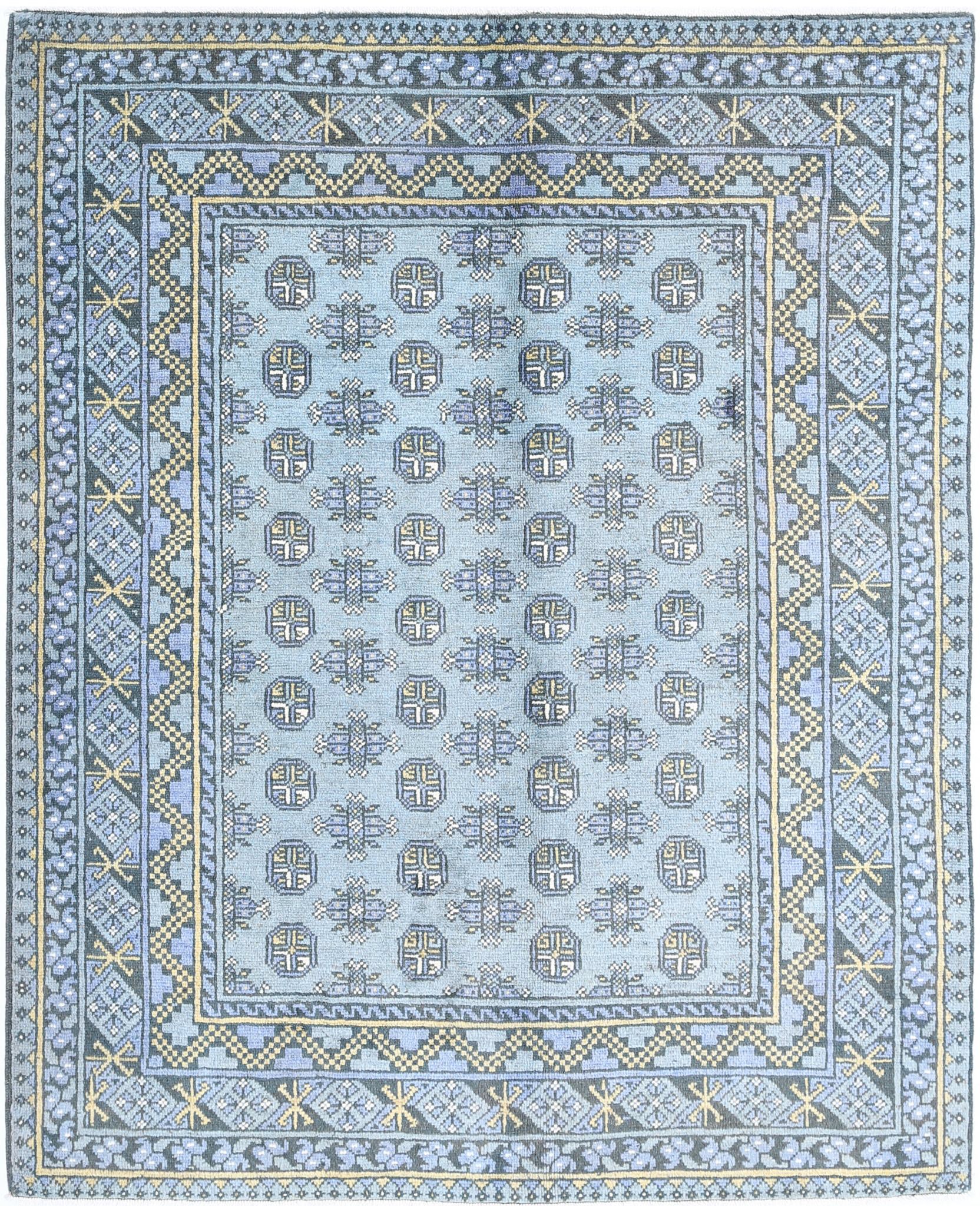 Hand Knotted Akcha Revival Wool Rug - 5'2'' x 6'2''