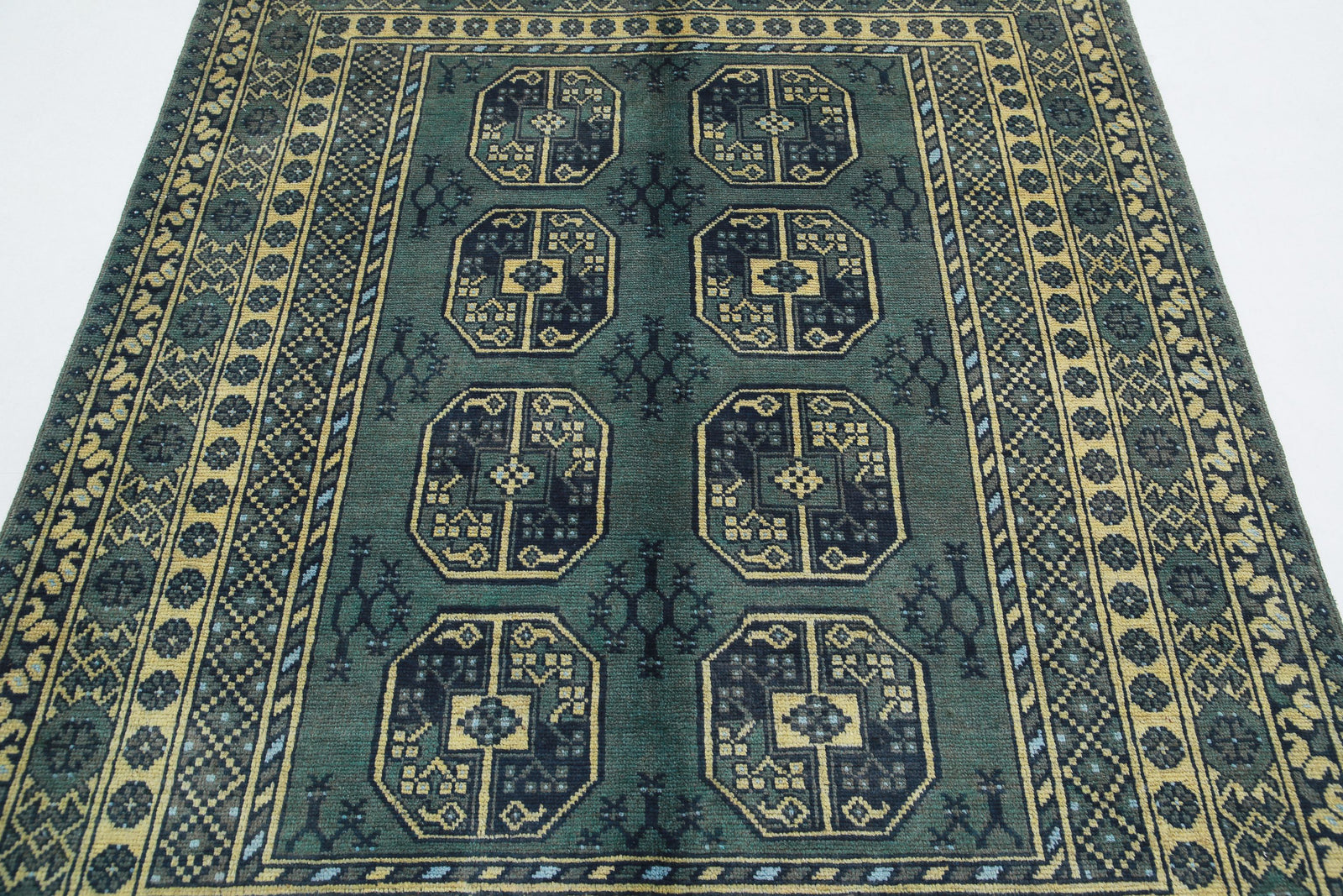 Hand Knotted Akcha Revival Wool Rug - 5'1'' x 6'2''