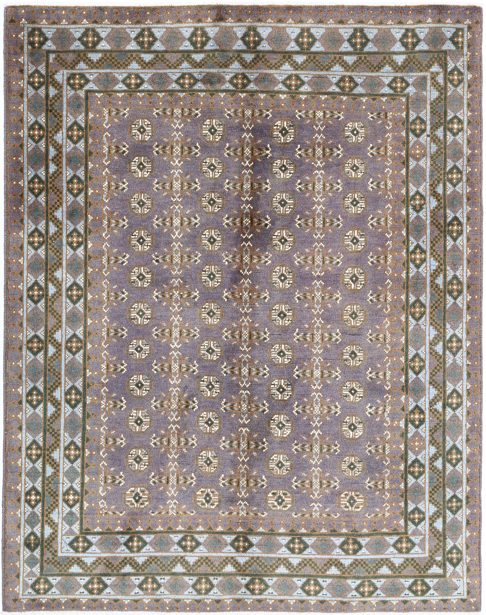 Hand Knotted Akcha Revival Wool Rug - 4'11'' x 6'2''