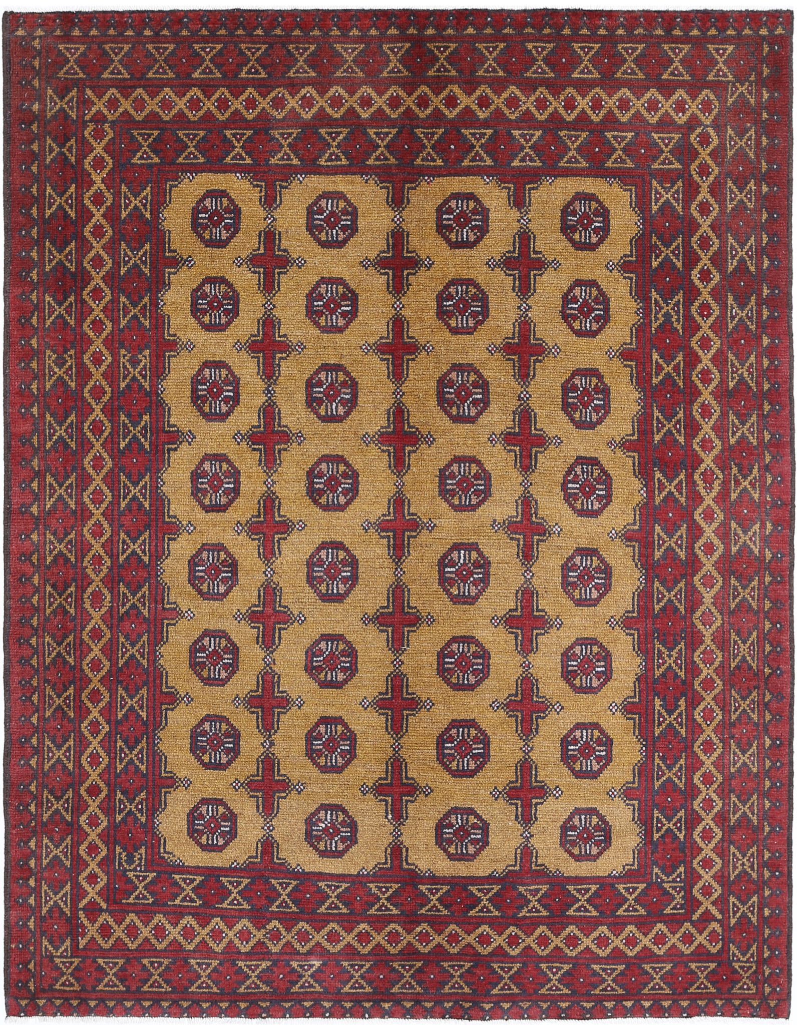 Hand Knotted Akcha Revival Wool Rug - 5'0'' x 6'5''