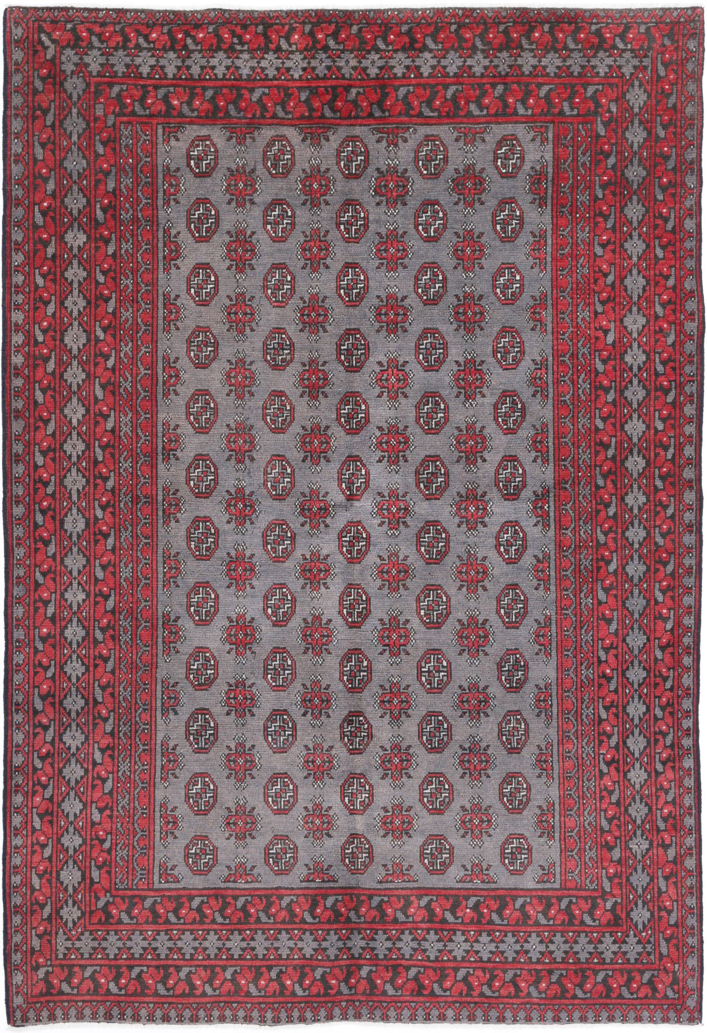 Hand Knotted Akcha Revival Wool Rug - 5'5'' x 7'9''