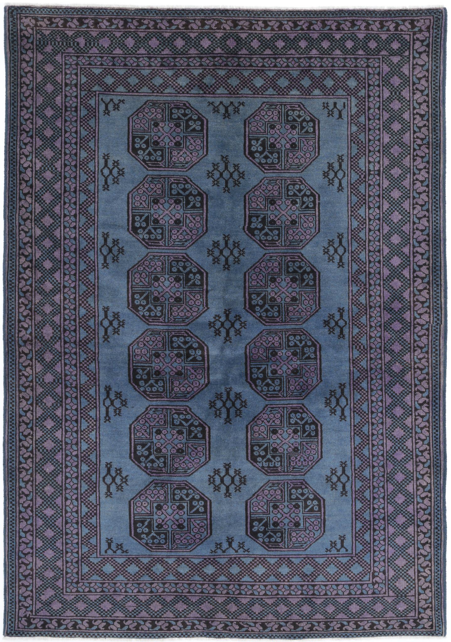 Hand Knotted Akcha Revival Wool Rug - 5'8'' x 8'2''