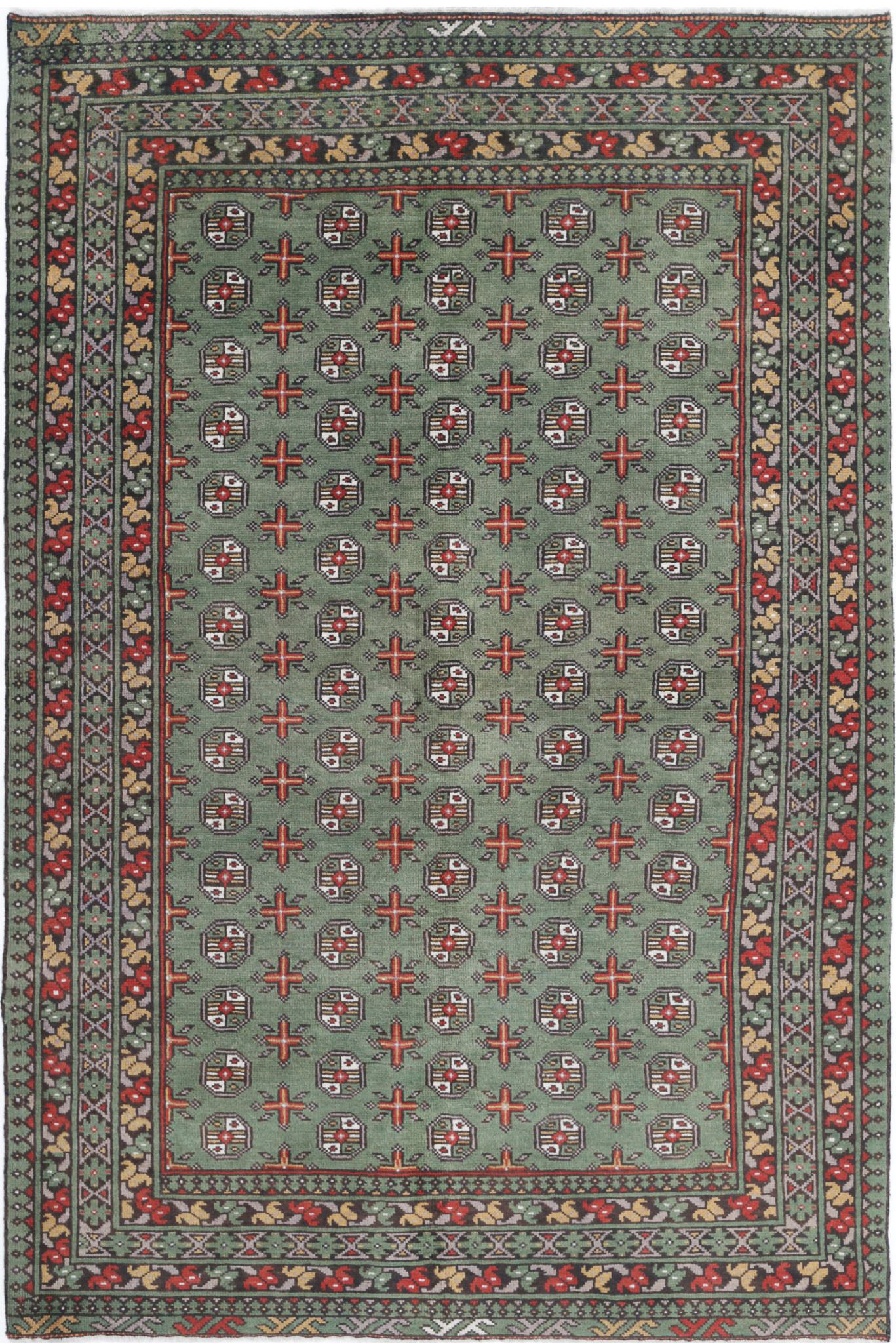Hand Knotted Akcha Revival Wool Rug - 5'3'' x 8'1''