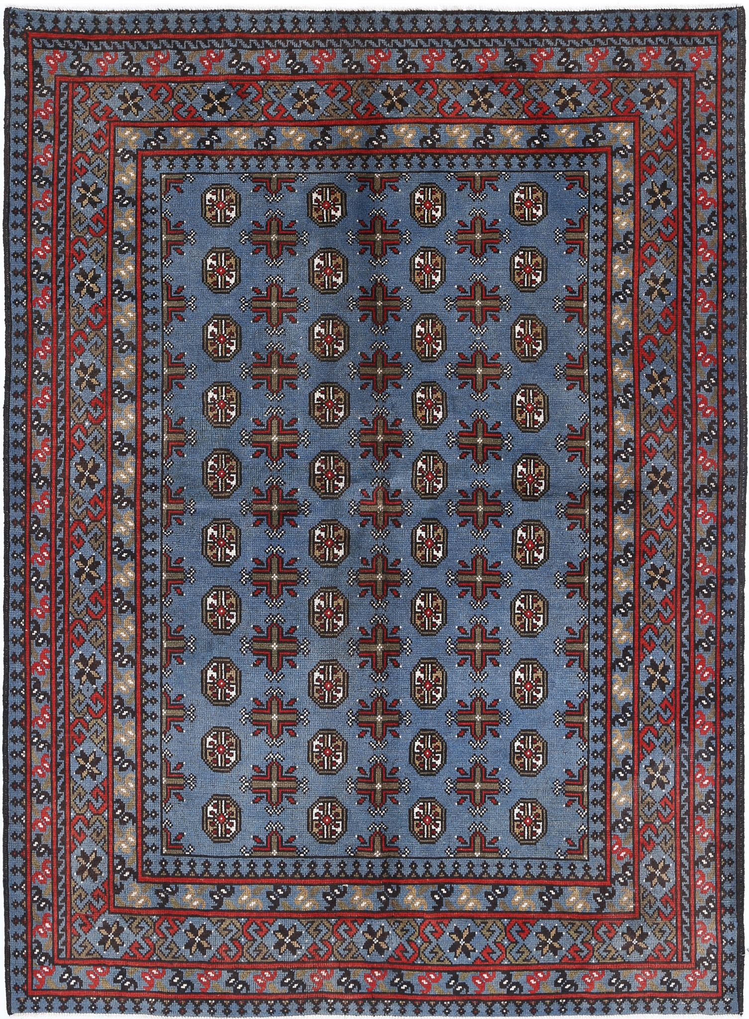 Hand Knotted Akcha Revival Wool Rug - 5'7'' x 7'8''