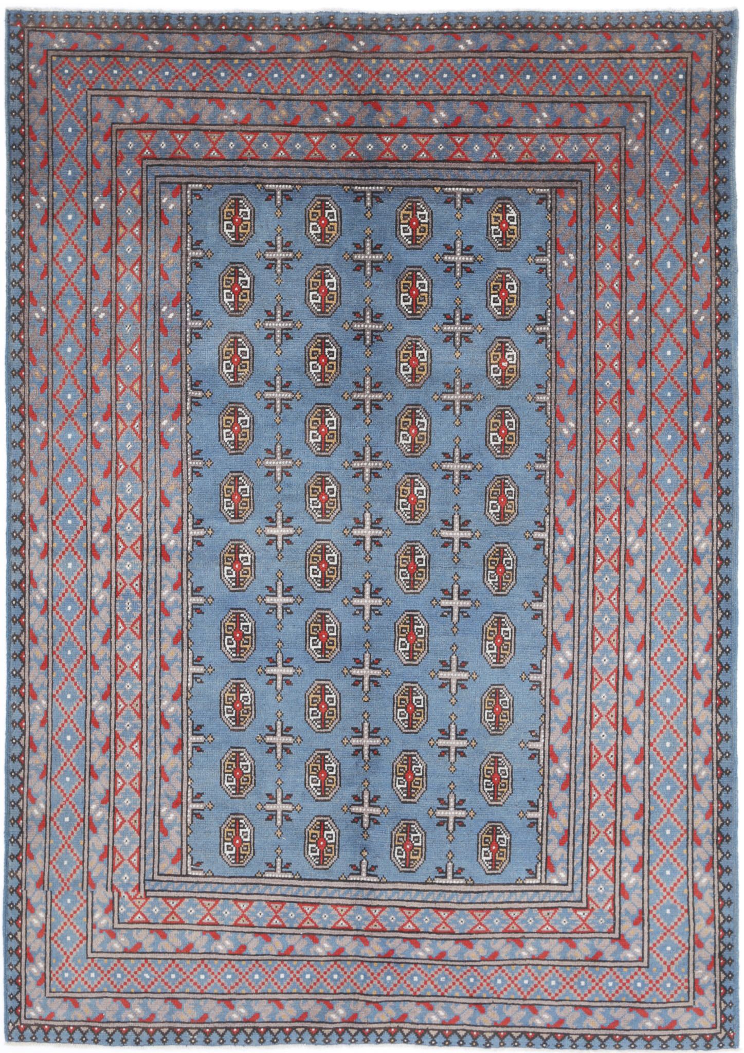 Hand Knotted Akcha Revival Wool Rug - 5'7'' x 8'1''