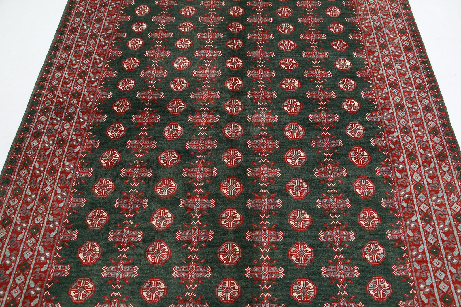 Hand Knotted Akcha Revival Wool Rug - 5'11'' x 7'7''