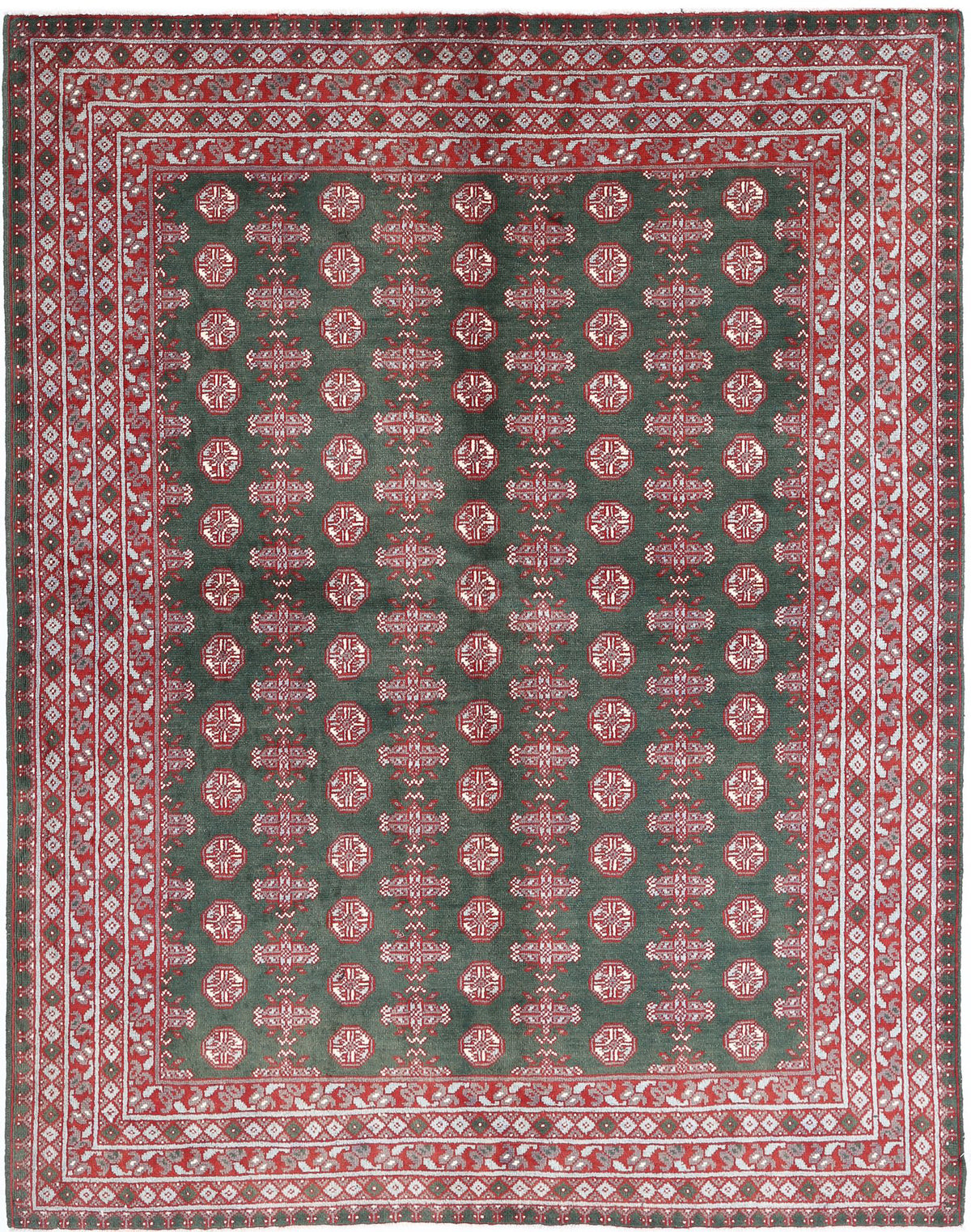 Hand Knotted Akcha Revival Wool Rug - 5&#39;11&#39;&#39; x 7&#39;7&#39;&#39;