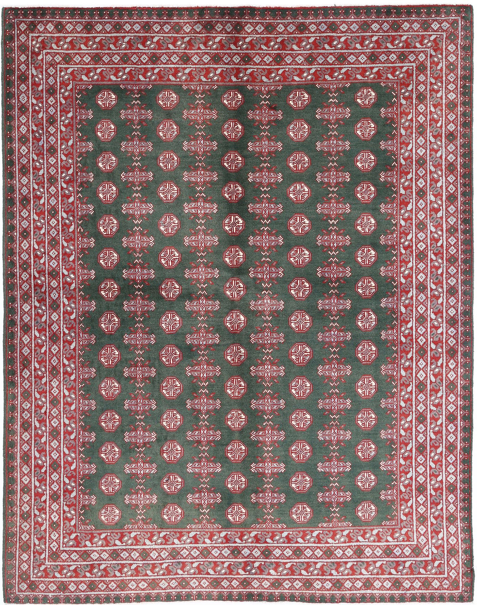 Hand Knotted Akcha Revival Wool Rug - 5'11'' x 7'7''