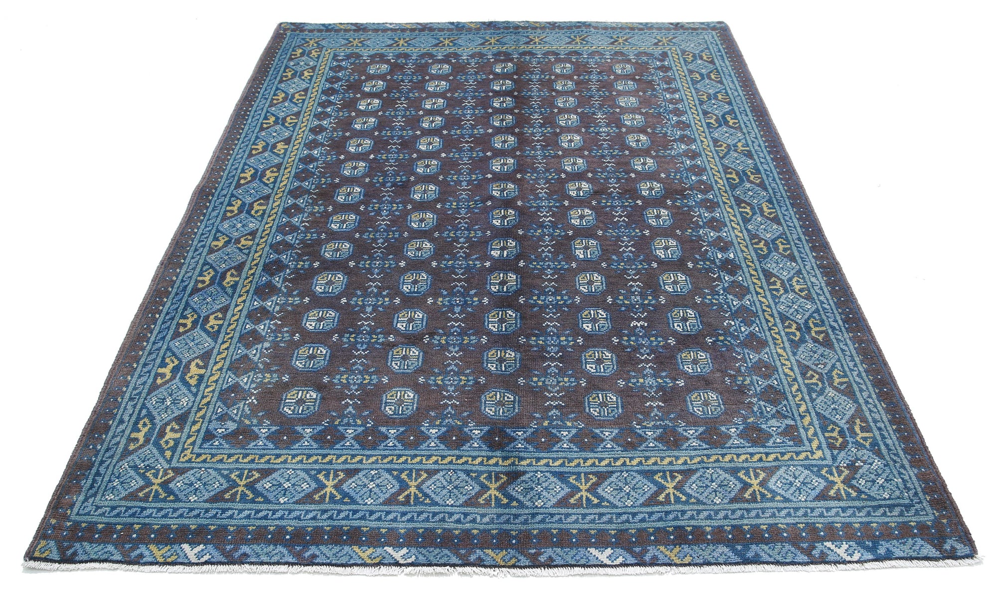 Hand Knotted Akcha Revival Wool Rug - 5'6'' x 7'9''