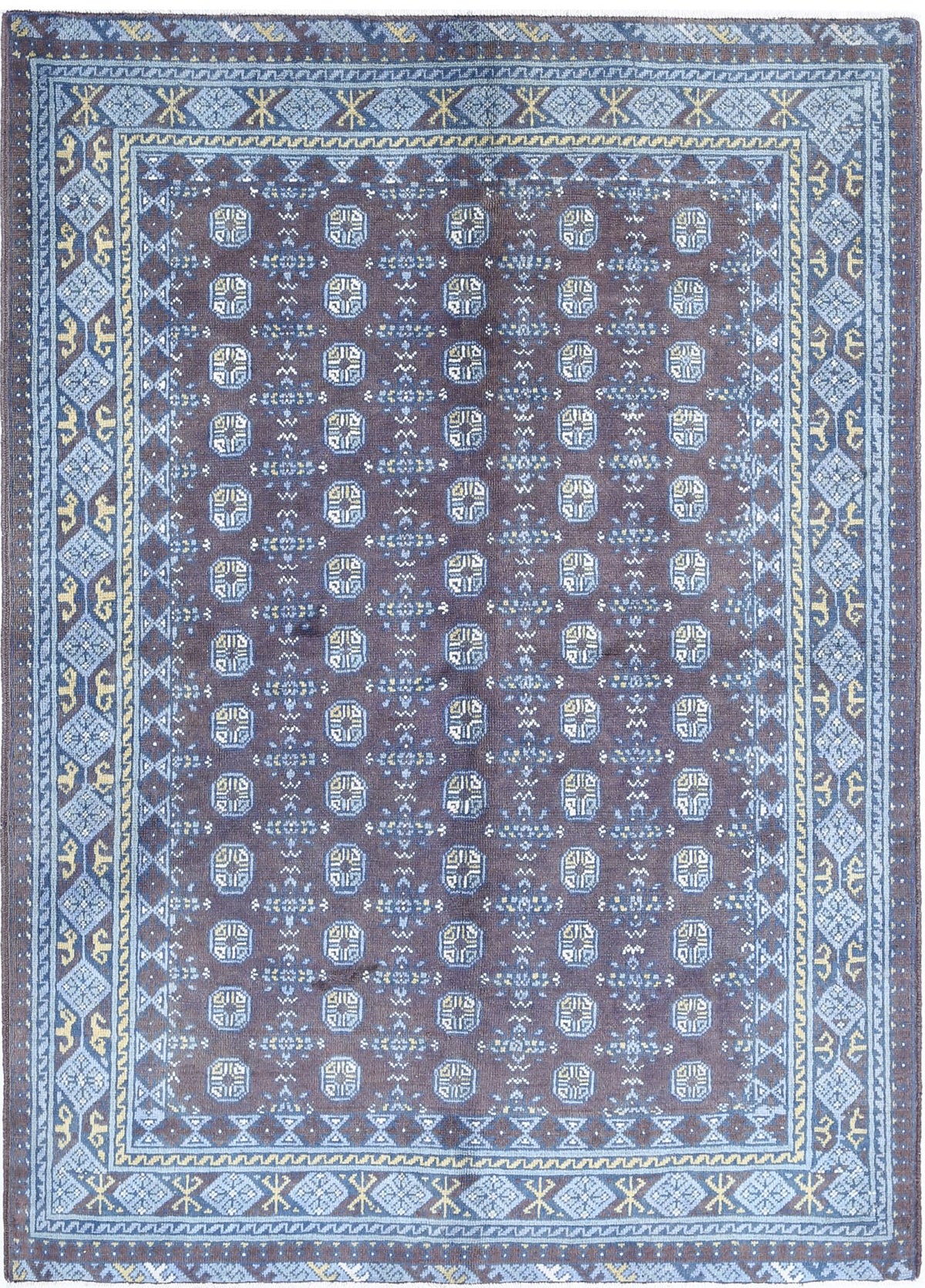 Hand Knotted Akcha Revival Wool Rug - 5&#39;6&#39;&#39; x 7&#39;9&#39;&#39;