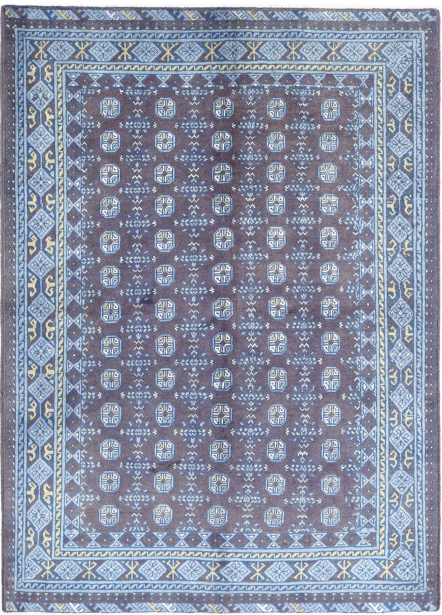 Hand Knotted Akcha Revival Wool Rug - 5'6'' x 7'9''