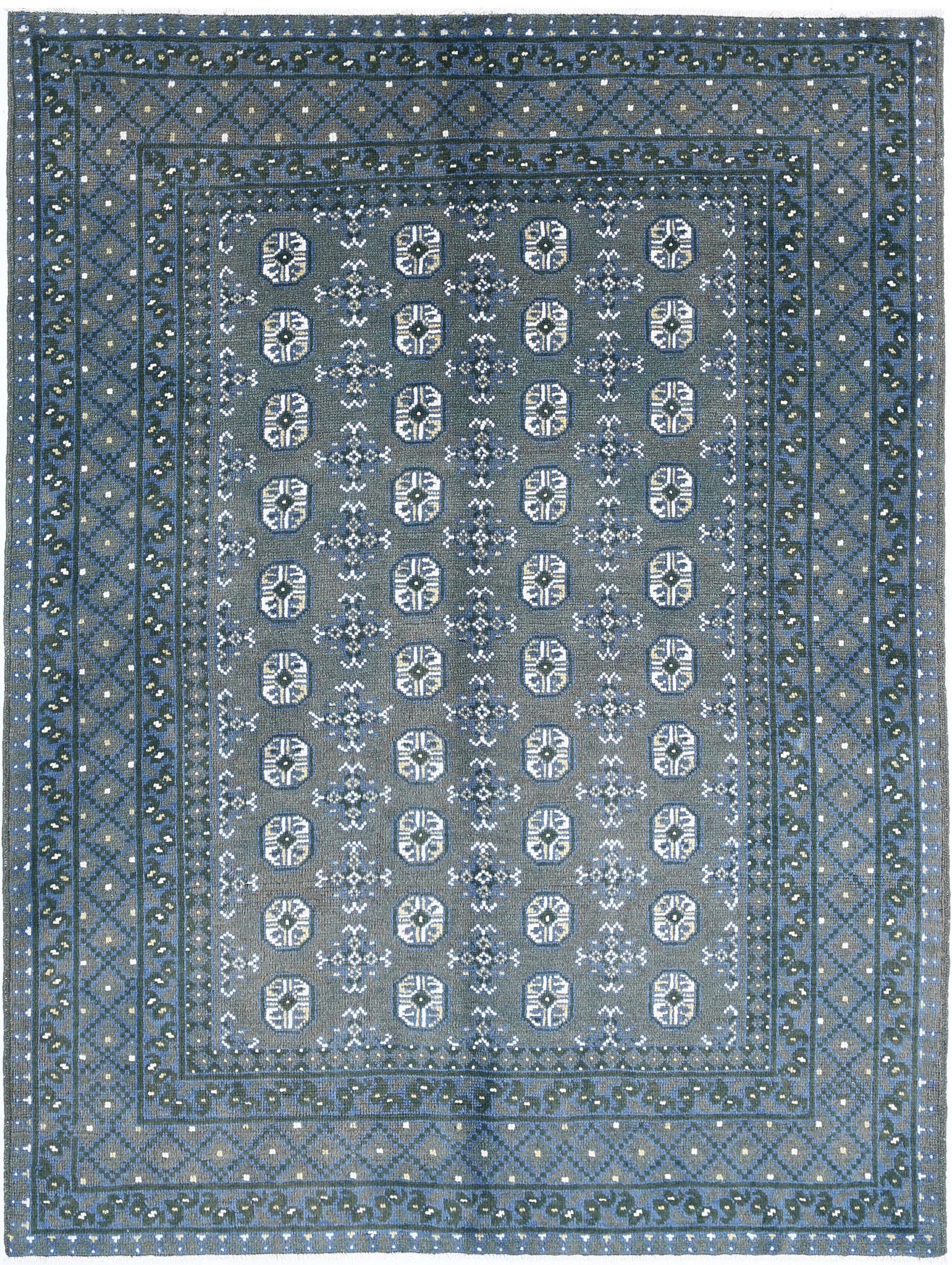 Hand Knotted Akcha Revival Wool Rug - 5'7'' x 7'6''