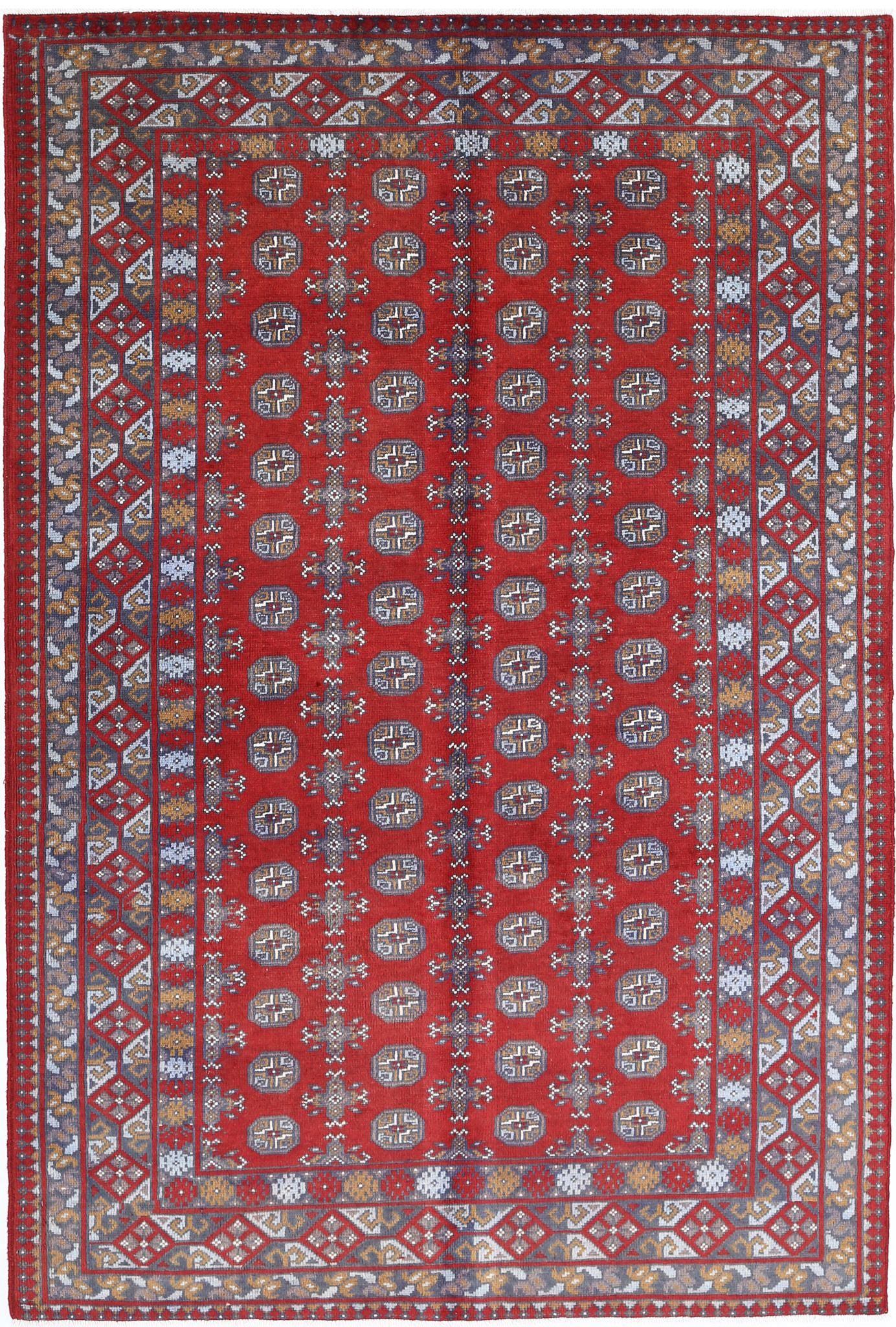 Hand Knotted Akcha Revival Wool Rug - 5'3'' x 7'9''