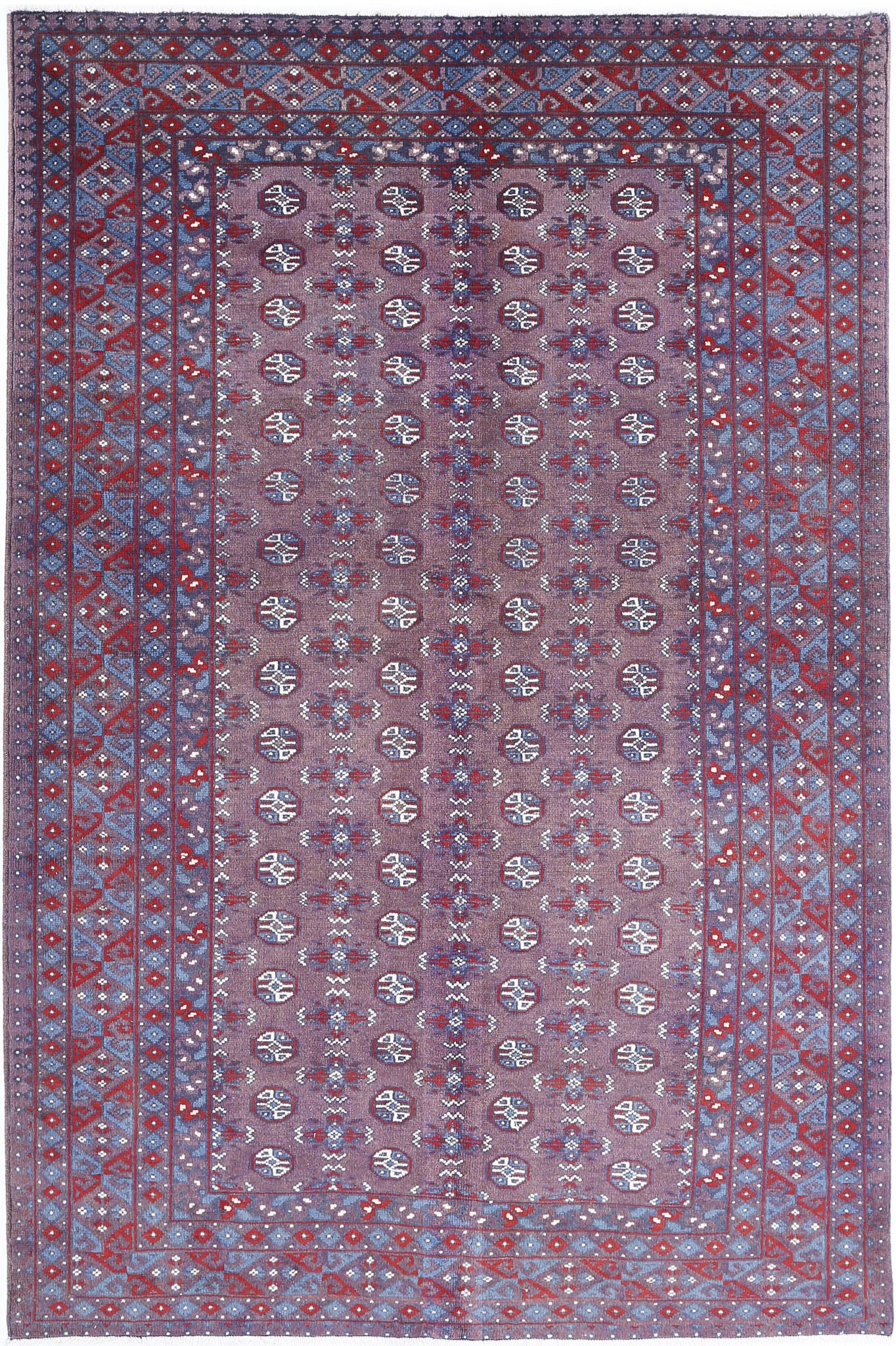 Hand Knotted Akcha Revival Wool Rug - 5'3'' x 7'11''