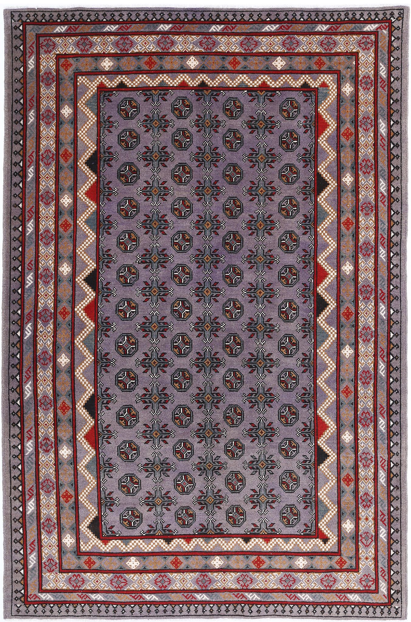 Hand Knotted Akcha Revival Wool Rug - 5'4'' x 8'1''