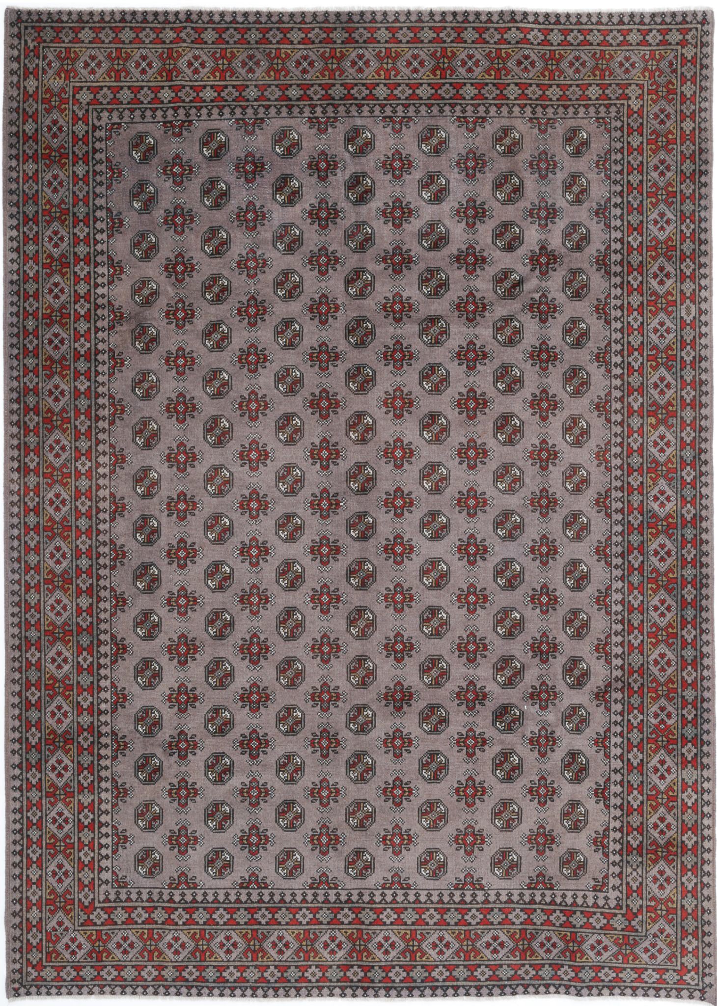 Hand Knotted Akcha Revival Wool Rug - 6'7'' x 9'4''