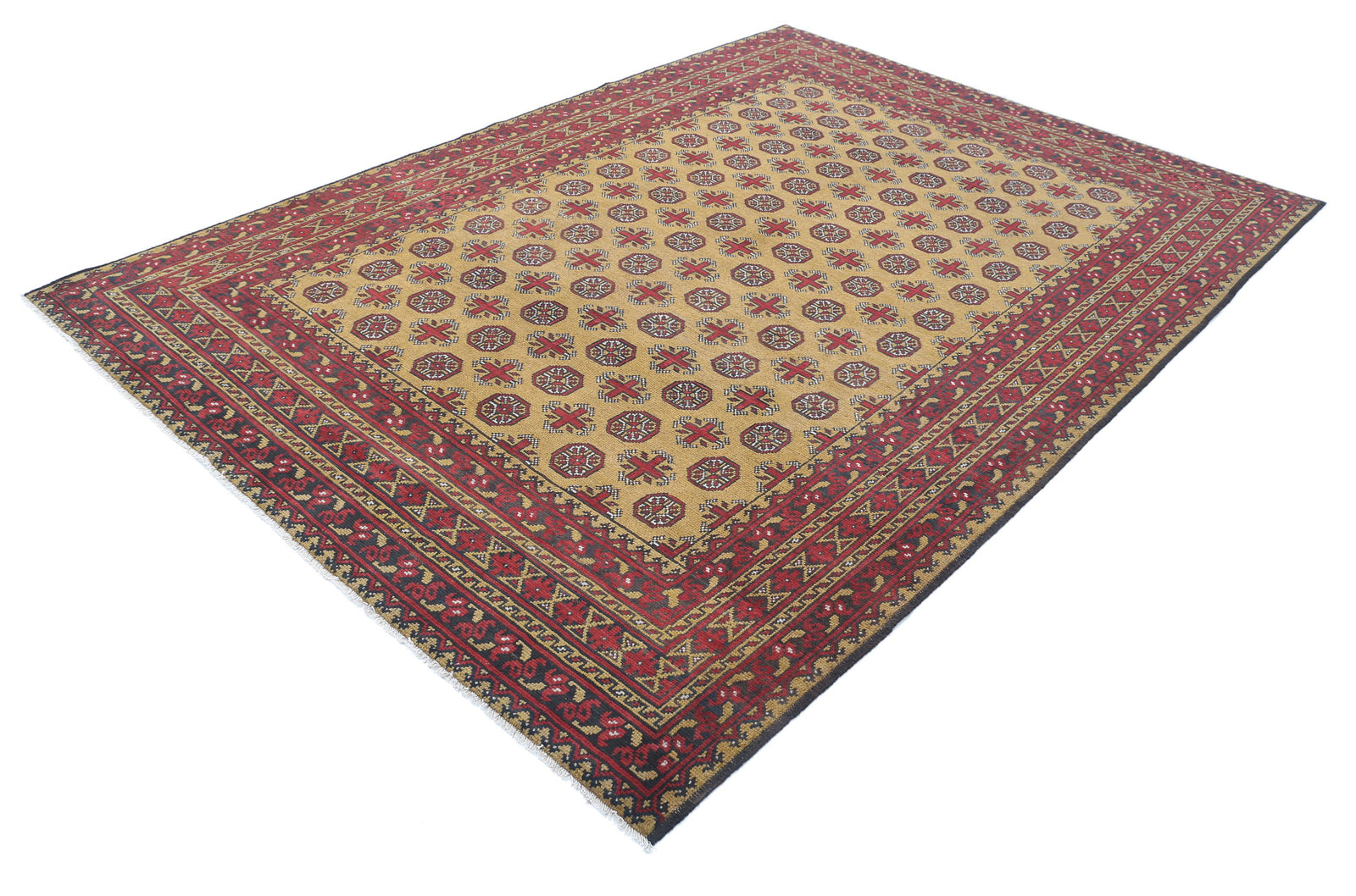 Hand Knotted Akcha Revival Wool Rug - 6'8'' x 9'4''