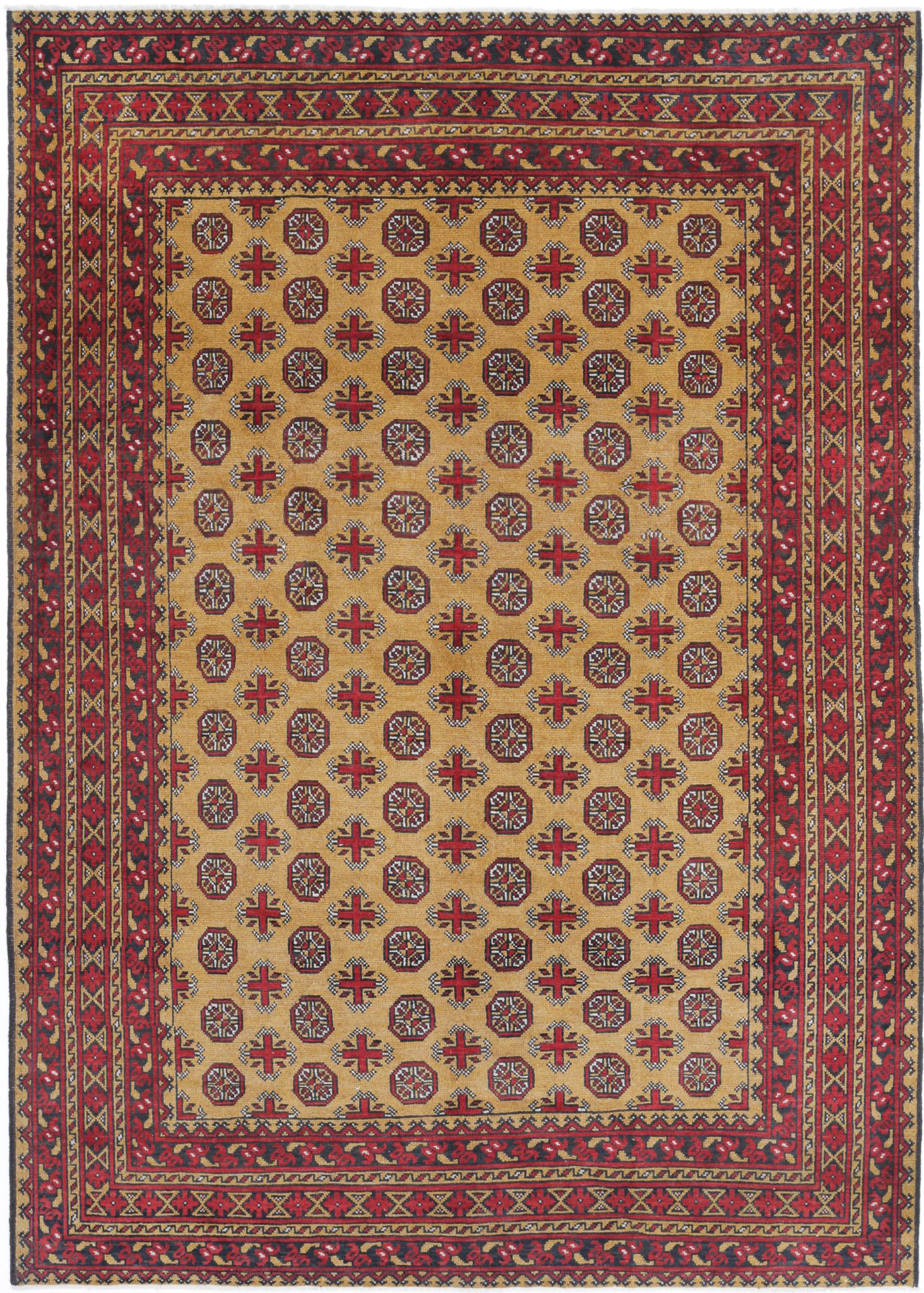 Hand Knotted Akcha Revival Wool Rug - 6'8'' x 9'4''