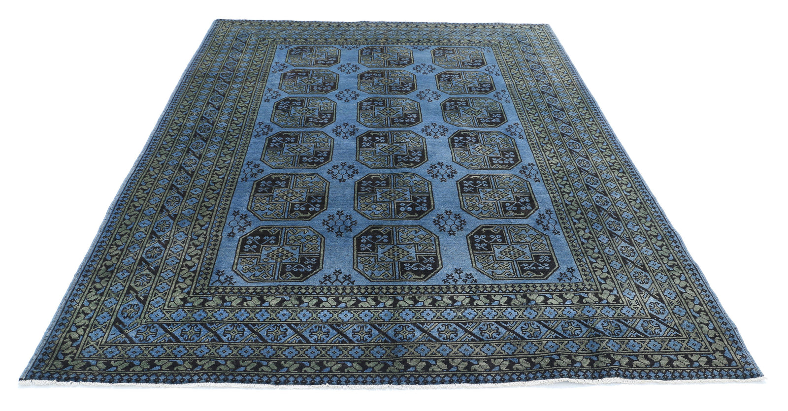 Hand Knotted Akcha Revival Wool Rug - 6'8'' x 9'4''