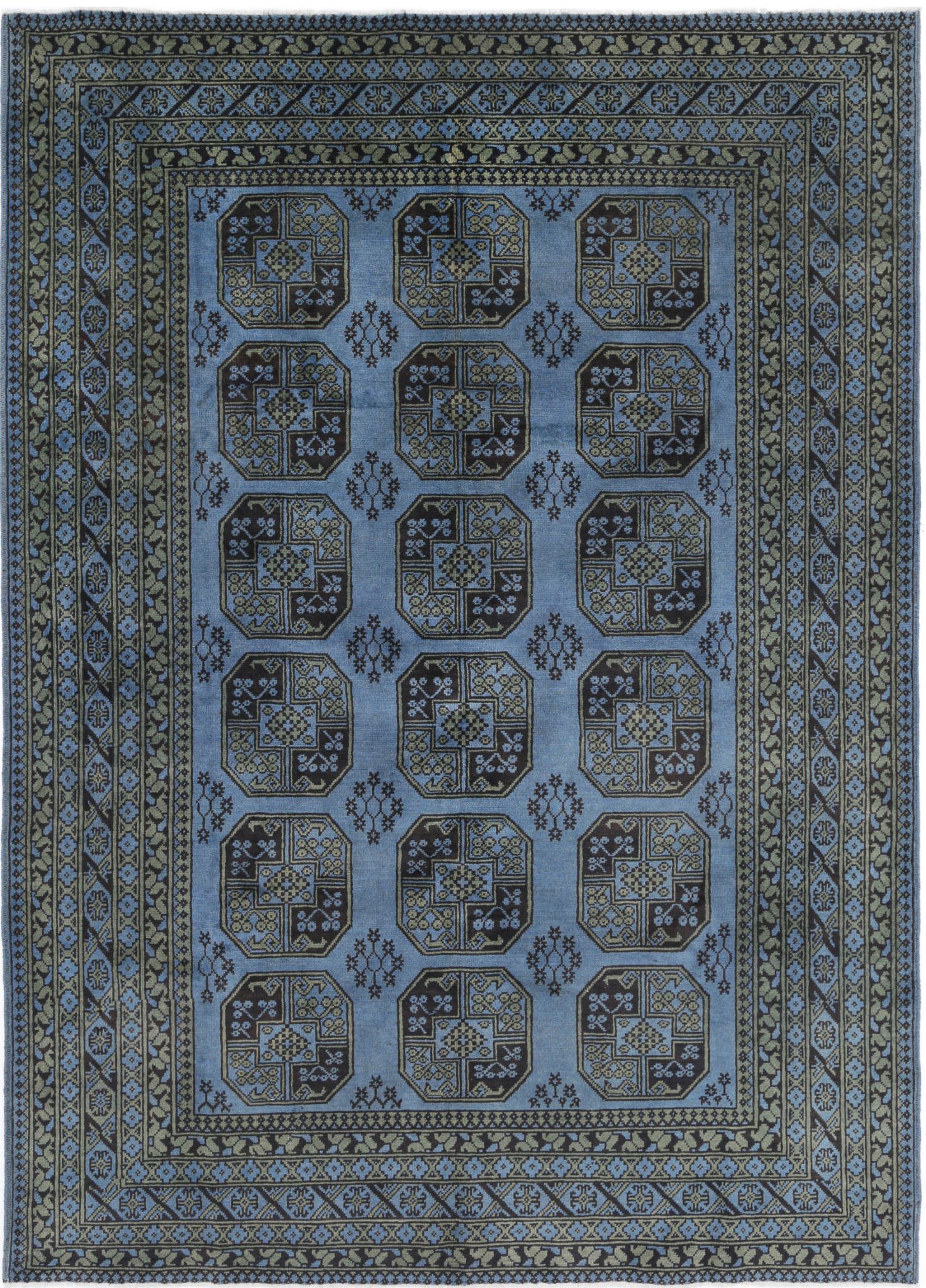 Hand Knotted Akcha Revival Wool Rug - 6'8'' x 9'4''