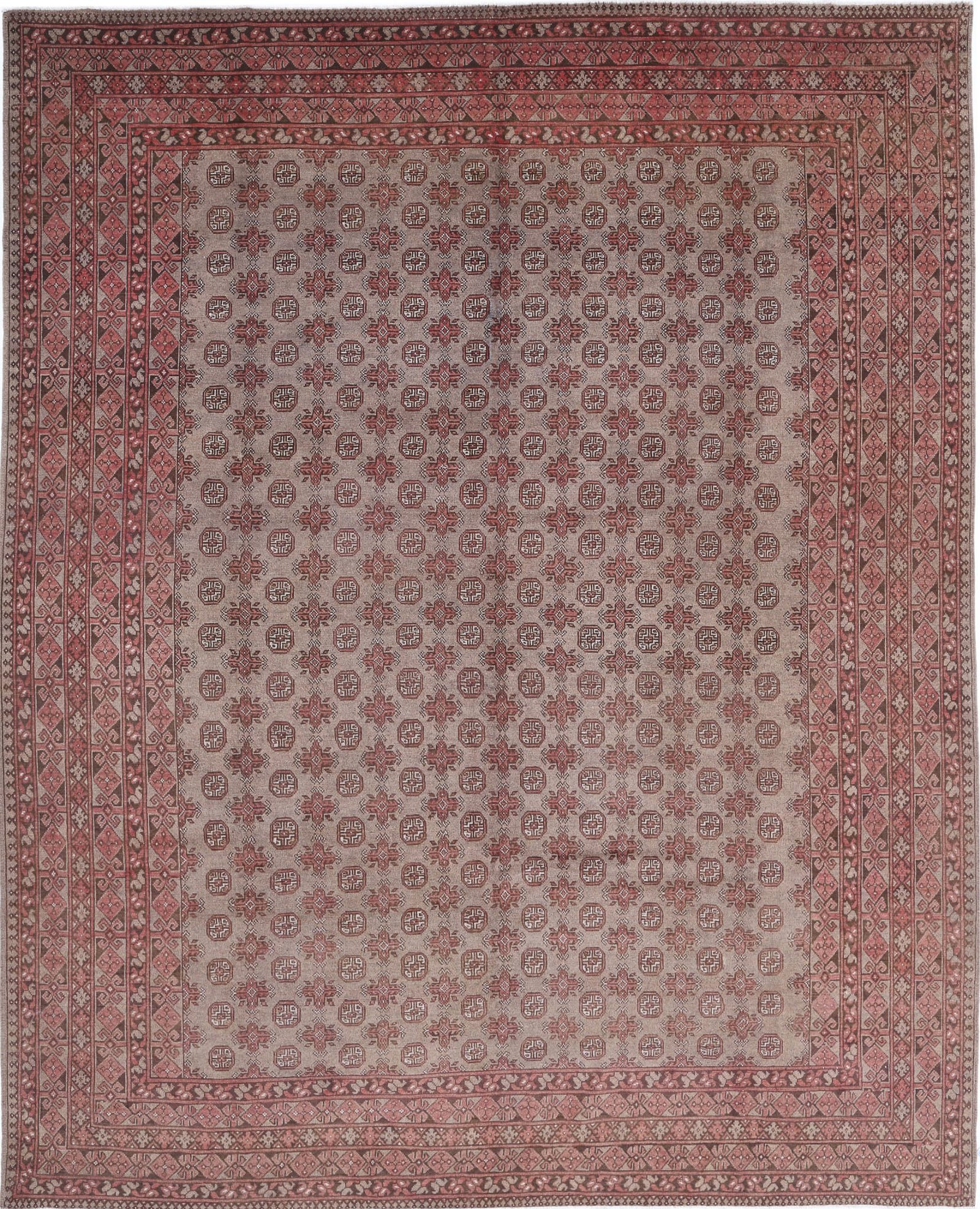 Hand Knotted Akcha Revival Wool Rug - 9'11'' x 12'3''