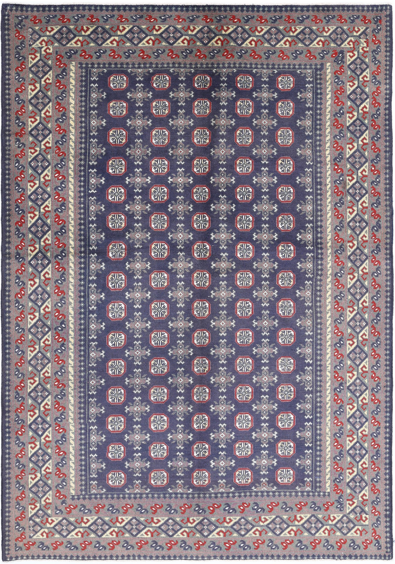 Hand Knotted Akcha Revival Wool Rug - 6'5'' x 9'4''