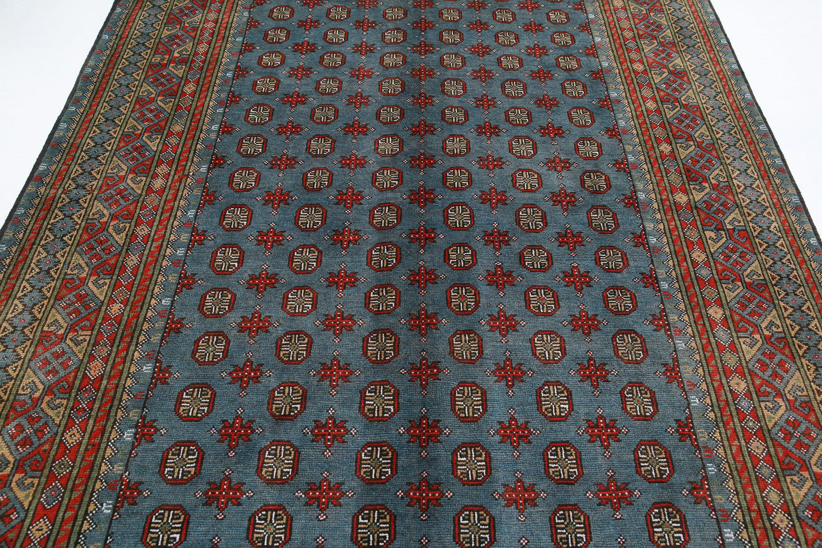 Hand Knotted Akcha Revival Wool Rug - 6'8'' x 9'10''