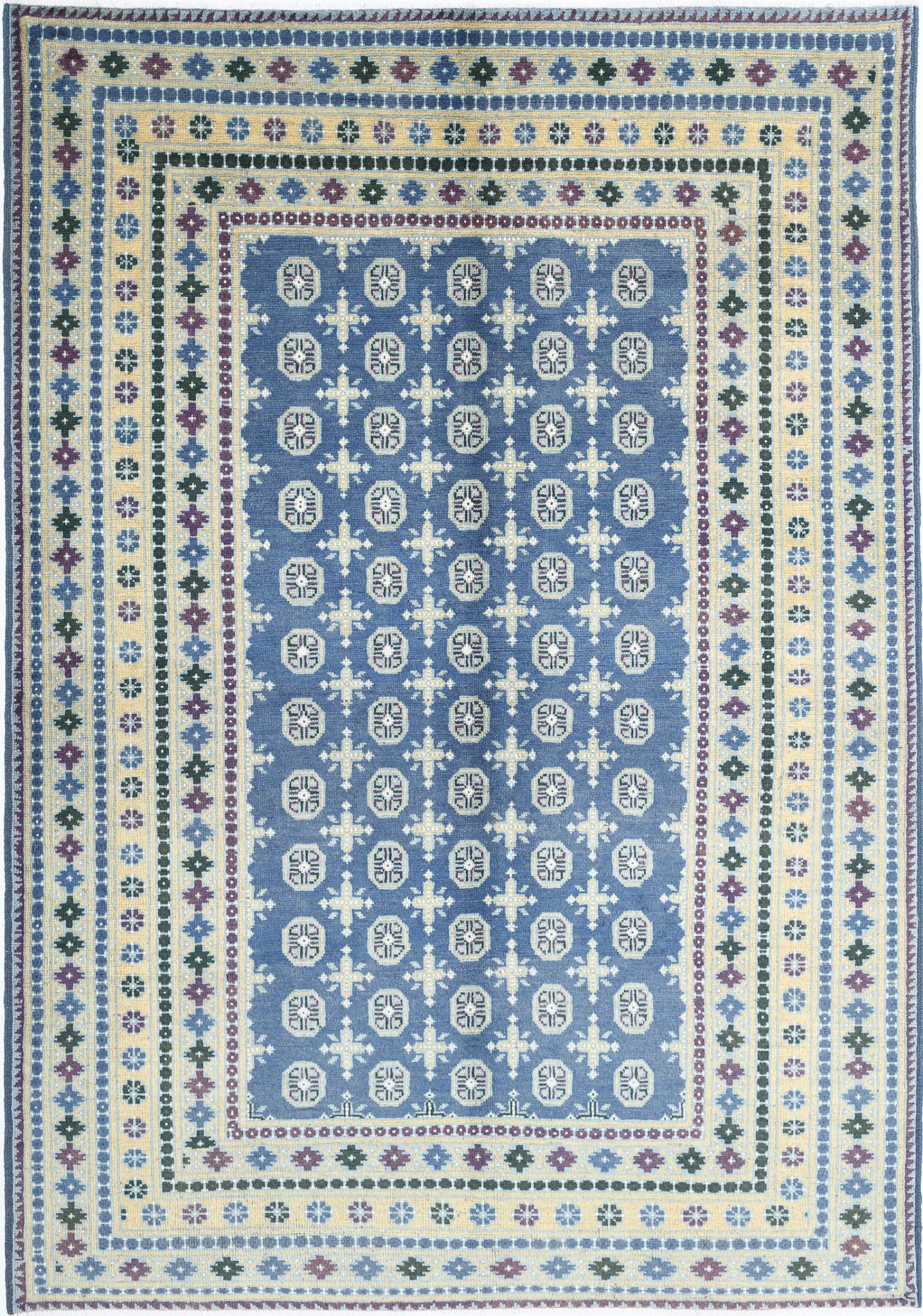 Hand Knotted Akcha Revival Wool Rug - 6'6'' x 9'4''