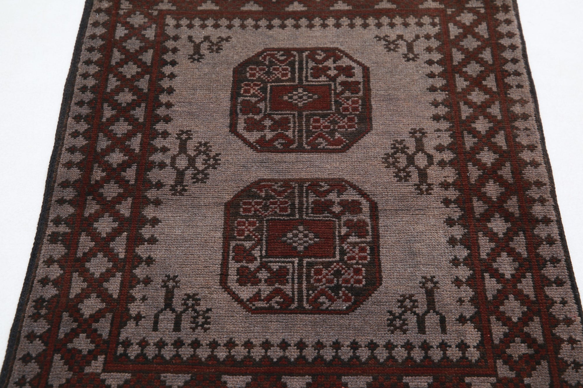 Hand Knotted Akcha Revival Wool Rug - 2'7'' x 3'10''