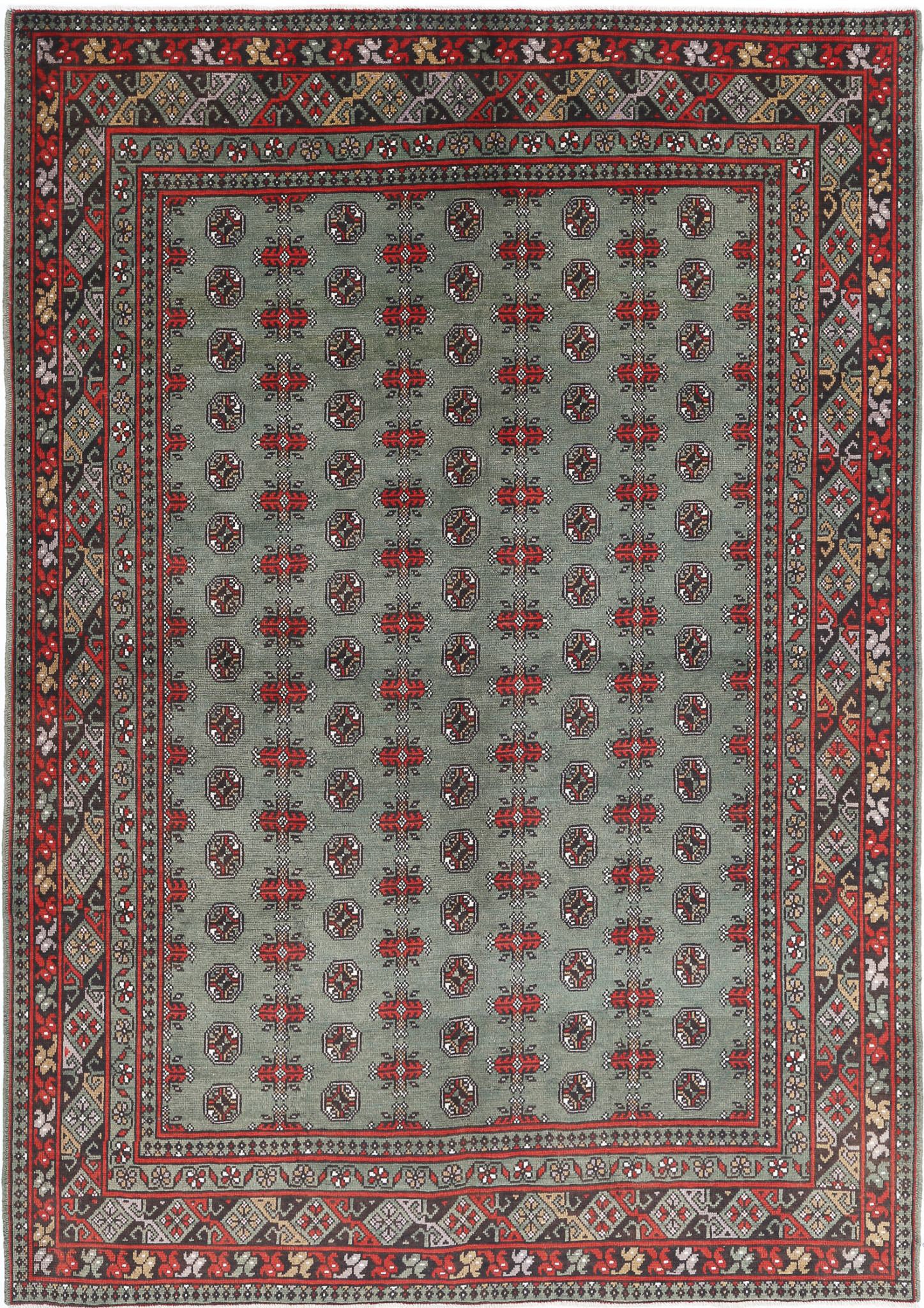 Hand Knotted Akcha Revival Wool Rug - 6'8'' x 9'5''