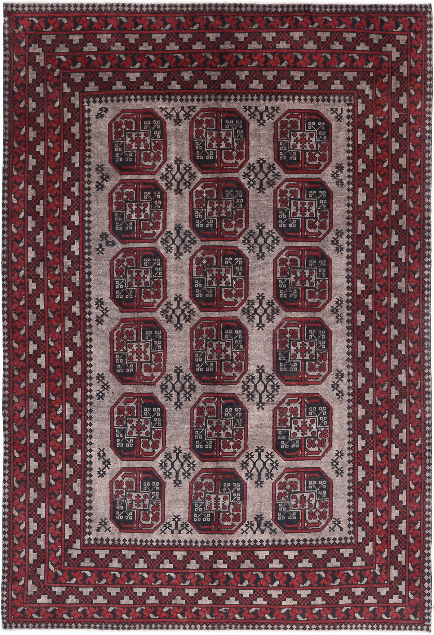 Hand Knotted Akcha Revival Wool Rug - 6'5'' x 9'5''