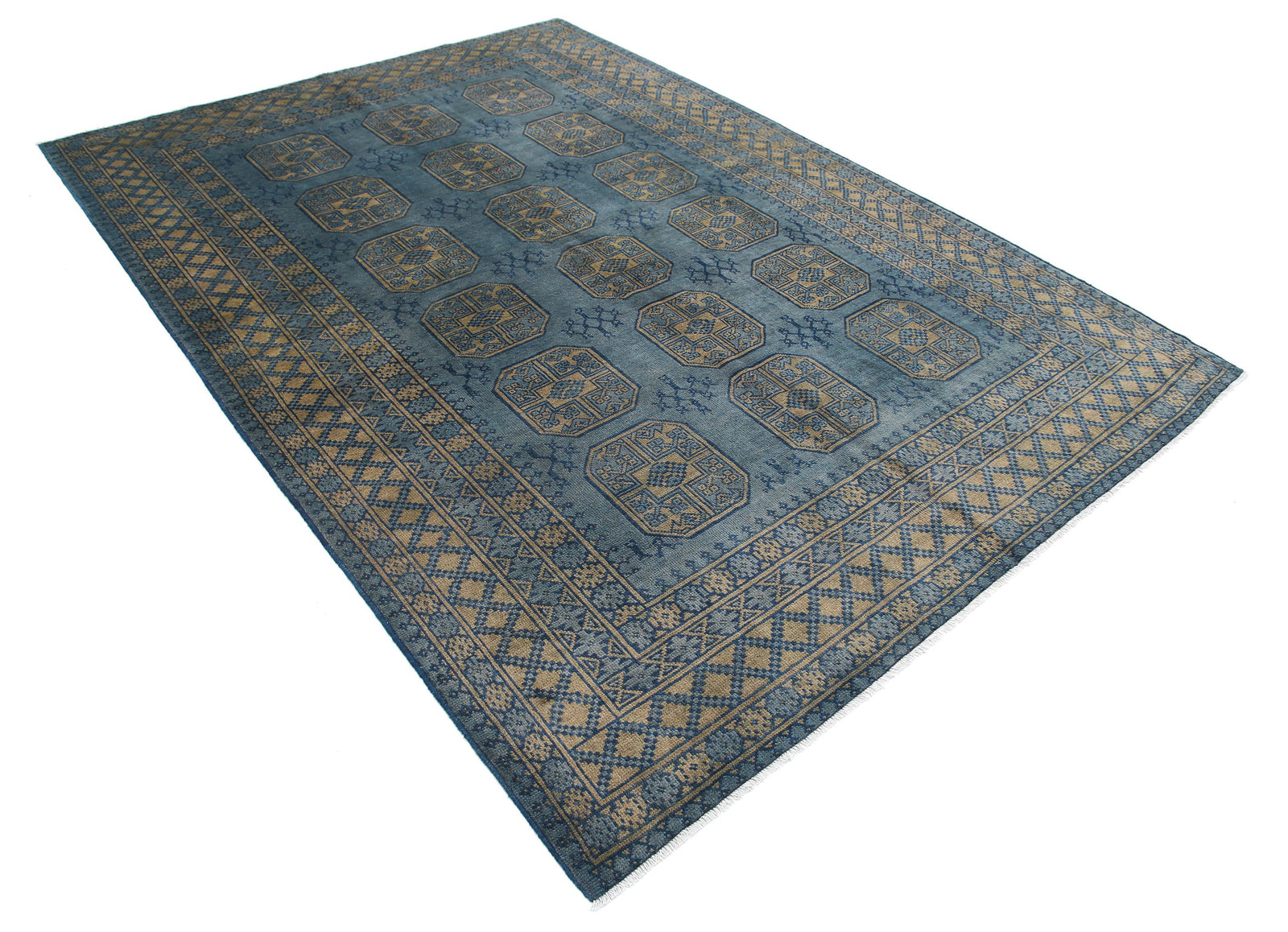 Hand Knotted Akcha Revival Wool Rug - 6'9'' x 9'5''