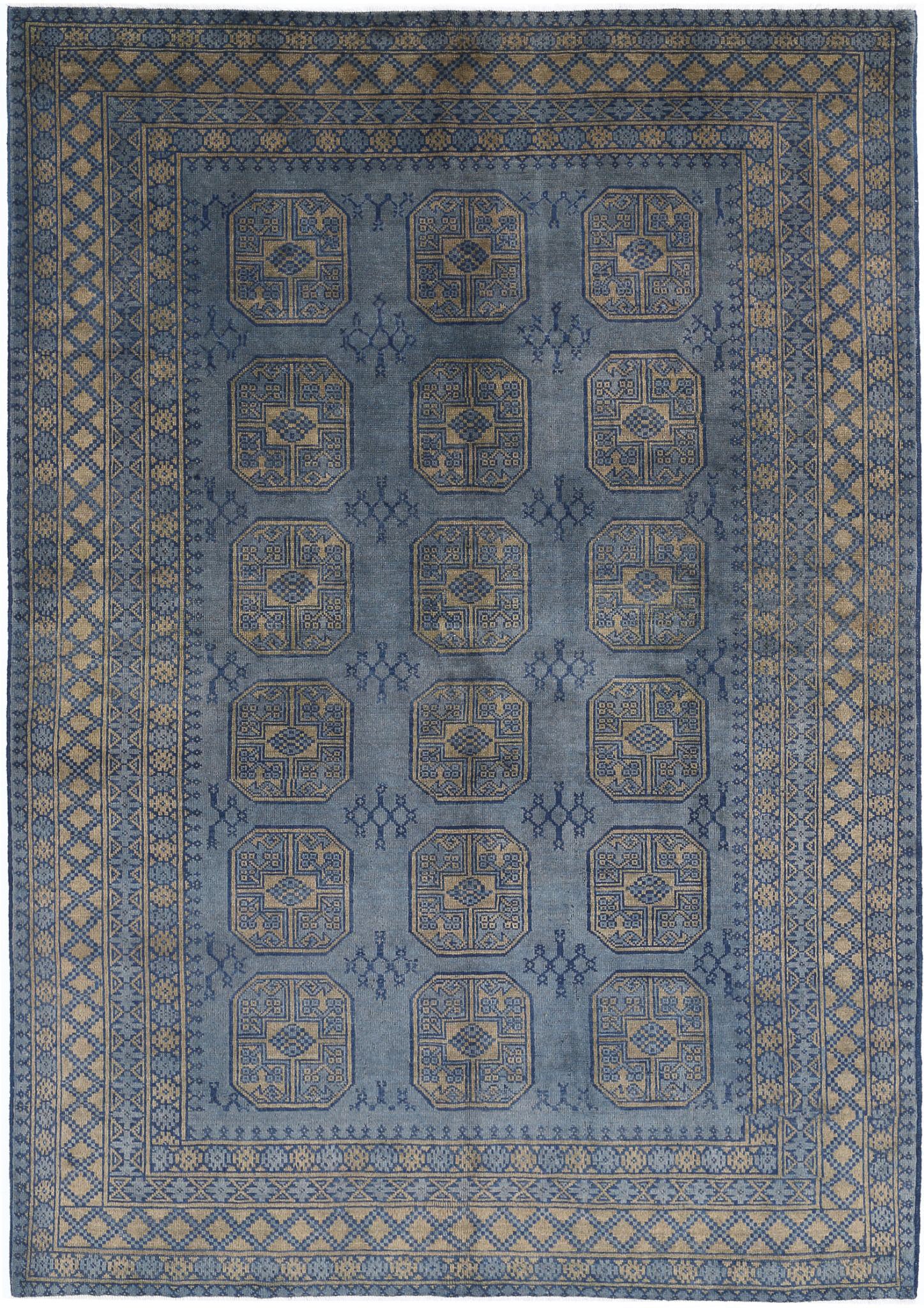 Hand Knotted Akcha Revival Wool Rug - 6'9'' x 9'5''