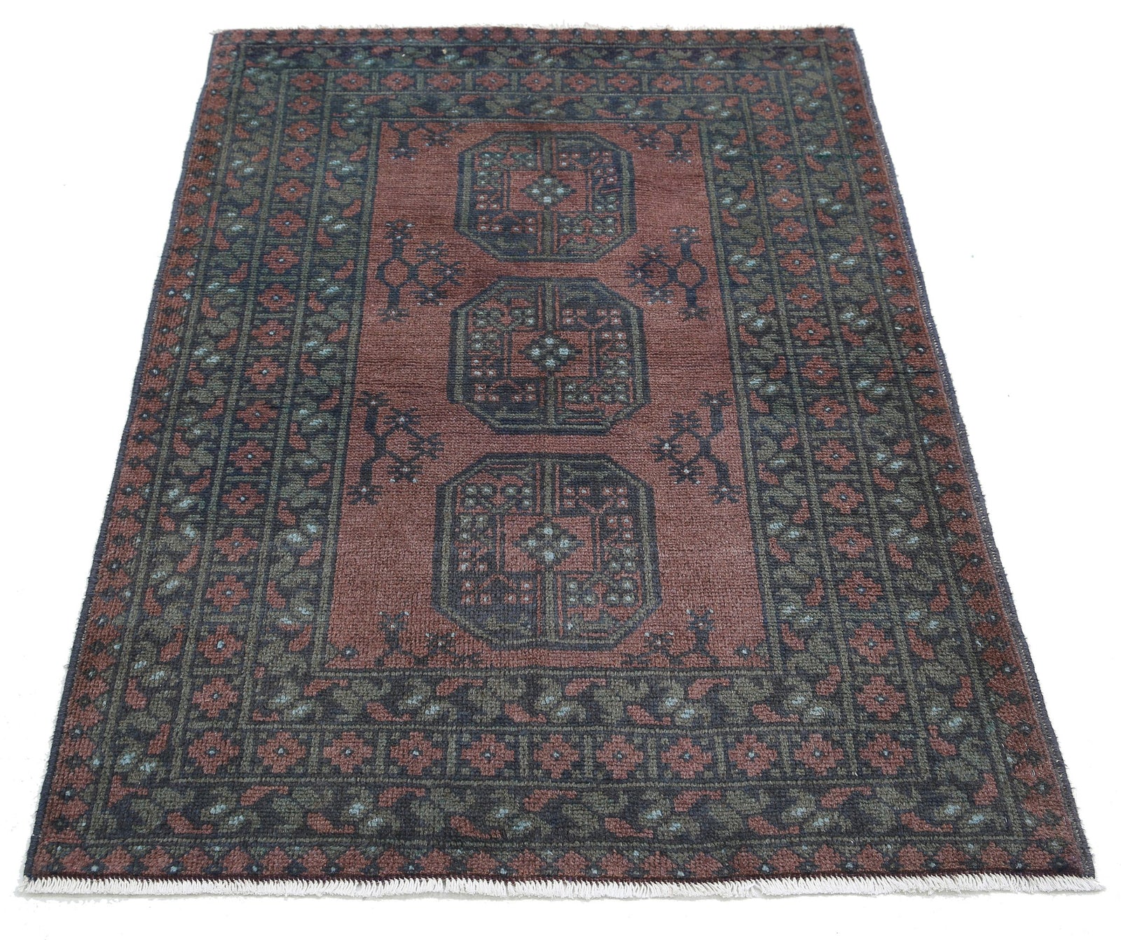 Hand Knotted Akcha Revival Wool Rug - 3'2'' x 4'9''