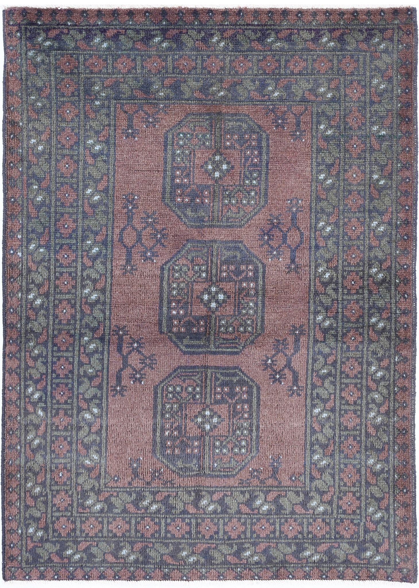 Hand Knotted Akcha Revival Wool Rug - 3'2'' x 4'9''