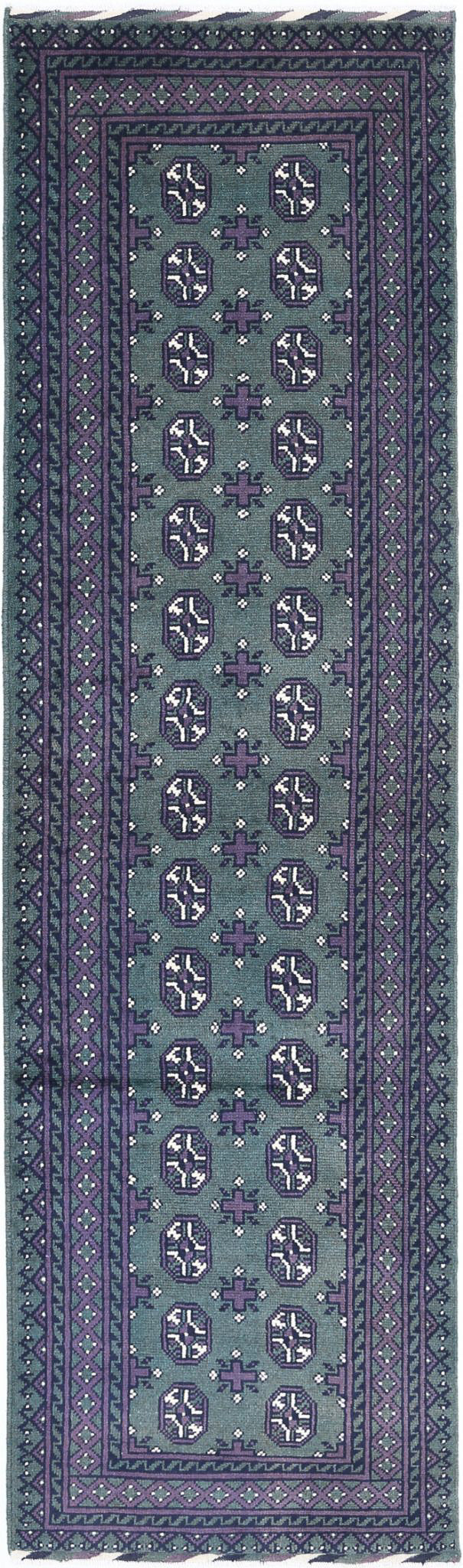 Hand Knotted Akcha Revival Wool Rug - 2'7'' x 9'9''