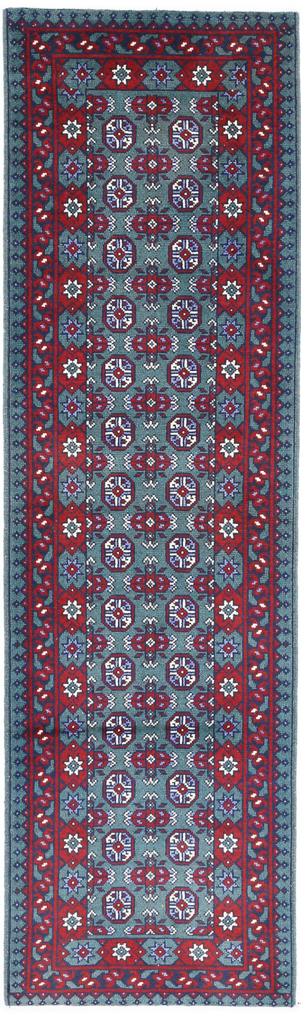 Hand Knotted Akcha Revival Wool Rug - 2'8'' x 9'3''