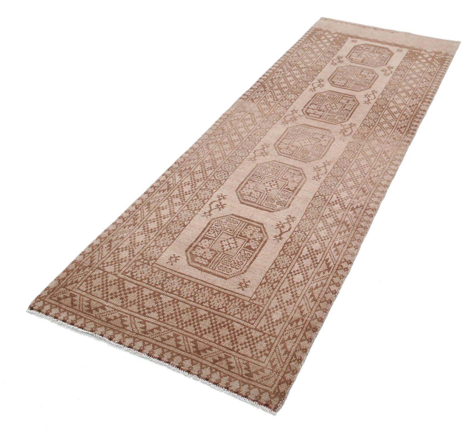 Hand Knotted Akcha Revival Wool Rug - 2'9'' x 8'10''