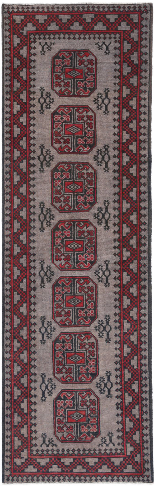 Hand Knotted Akcha Revival Wool Rug - 2'8'' x 9'3''