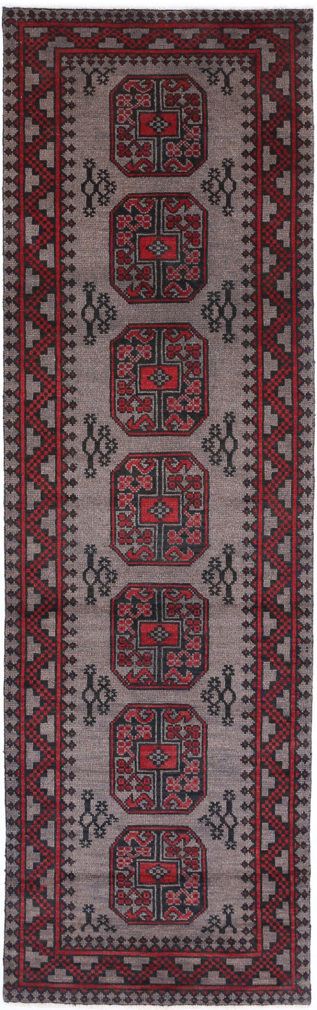 Hand Knotted Akcha Revival Wool Rug - 2'7'' x 9'2''