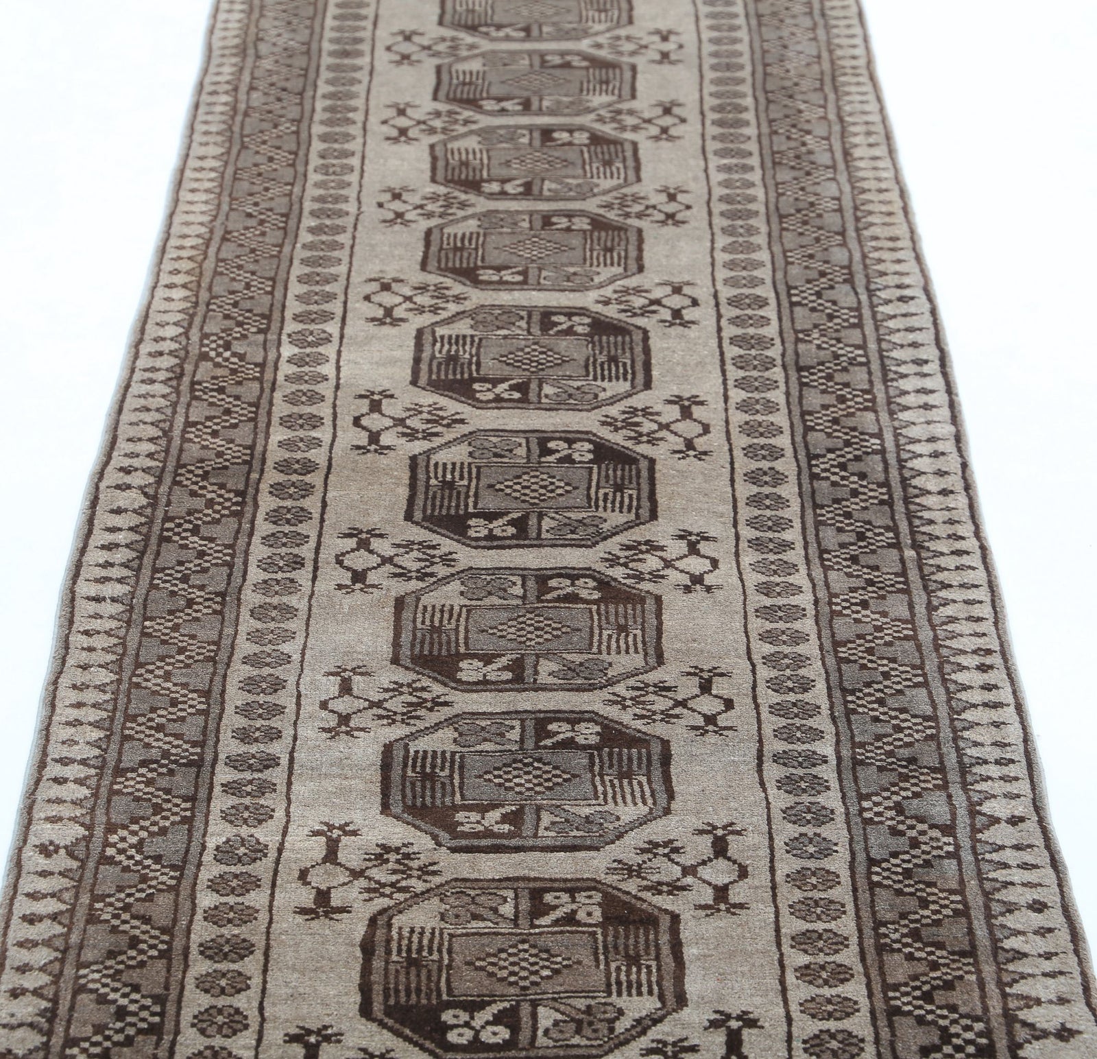 Hand Knotted Akcha Revival Wool Rug - 2'8'' x 9'4''